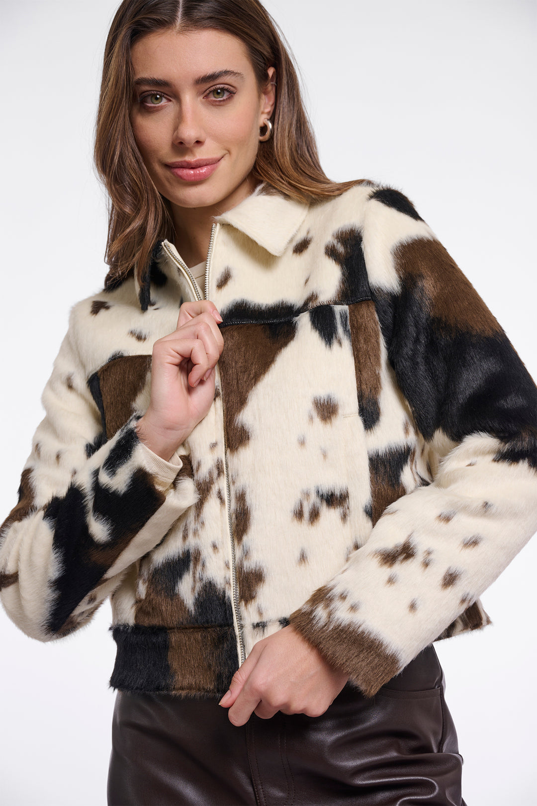 Olivia Grace Fashion - Rino &amp; Pelle Touka Cow Multicolour Jacket with Zip Closure