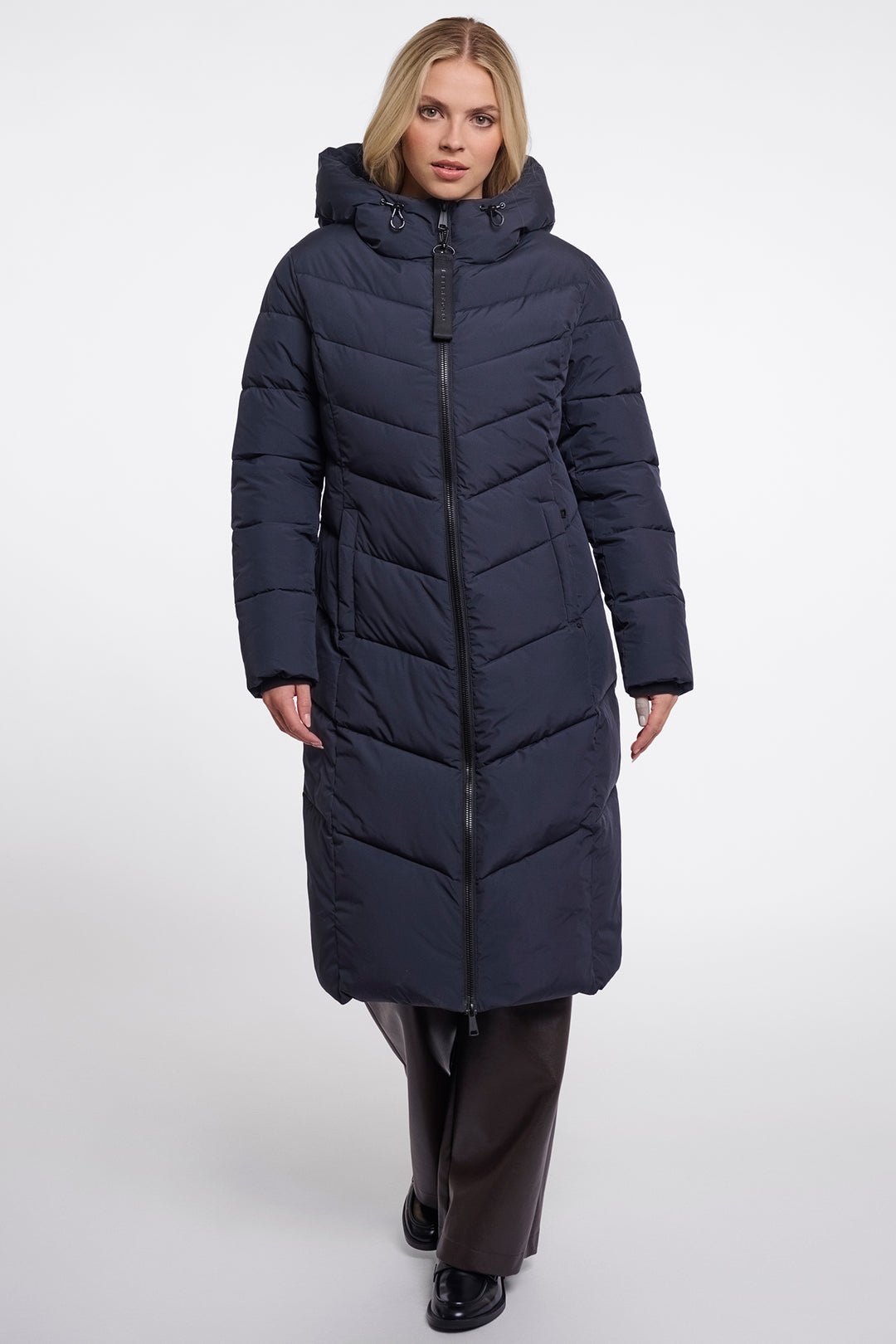 Olivia Grace Fashion - Rino &amp; Pelle Zendaya Dark Navy Padded Coat with Hood