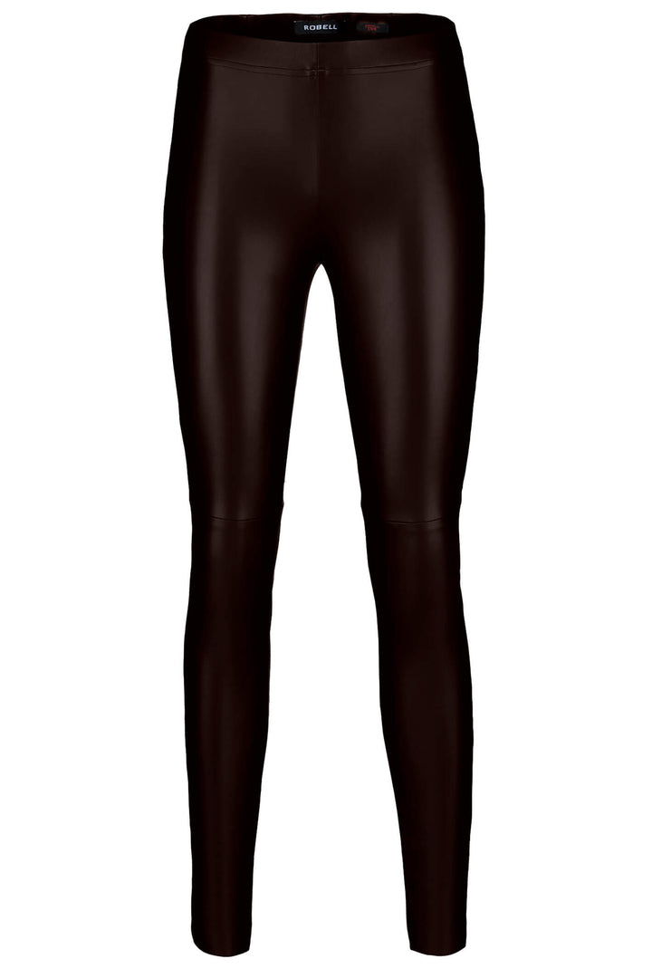 Robell 51471-60042-39 Enie Dark Brown Slim Fit 75cm Pleather Trousers - Olivia Grace Fashion
