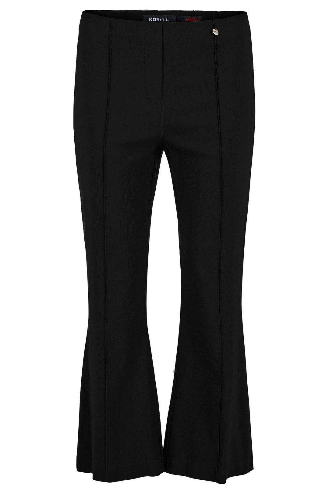 Robell 53421-5499-90 Joella Black Kick Flare Pull-On 65cm Trousers - Olivia Grace Fashion