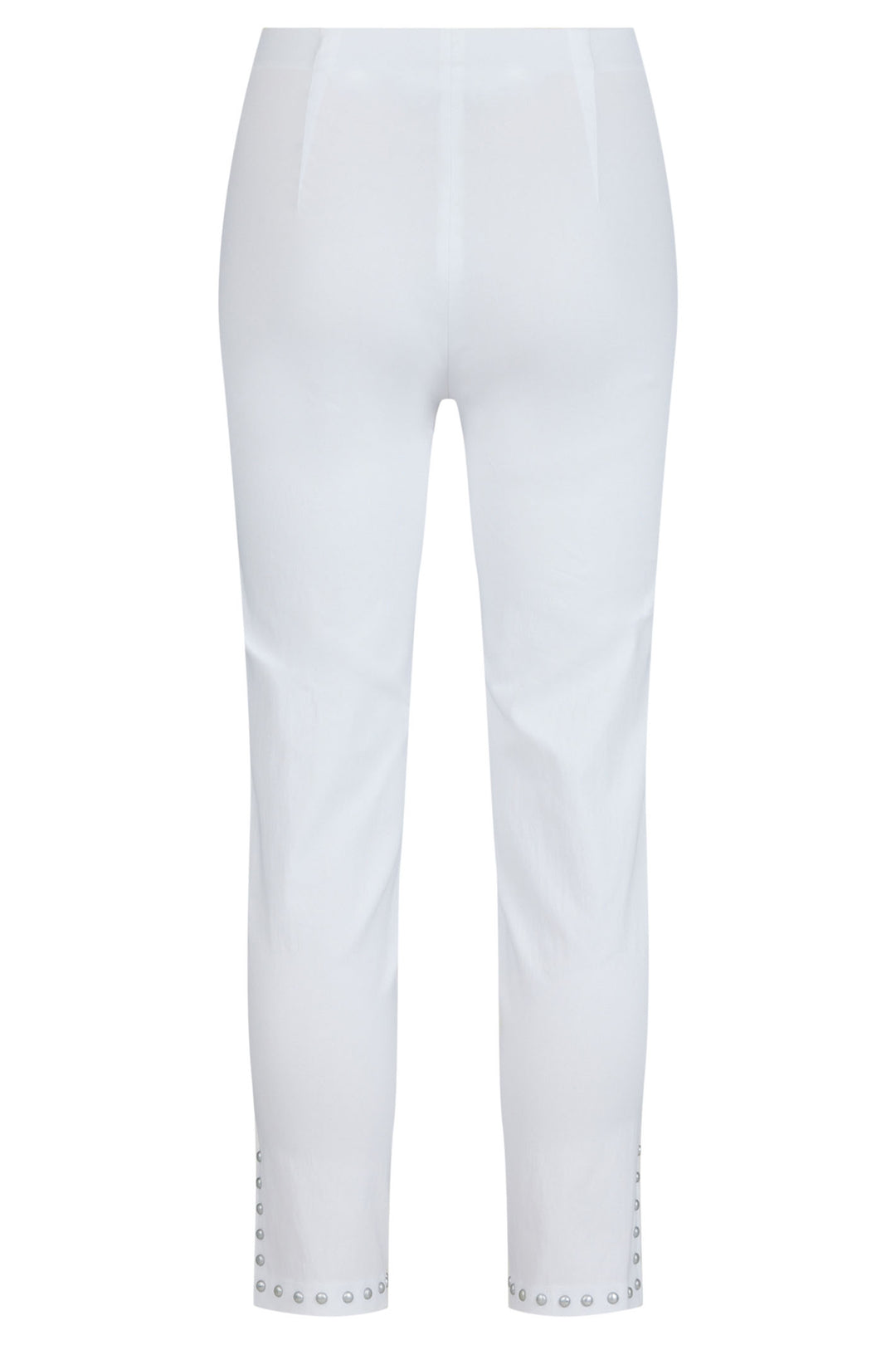 Robell 53494-05499-10 Rose White Stud Hem Cropped 68cm Trousers - Olivia Grace Fashion