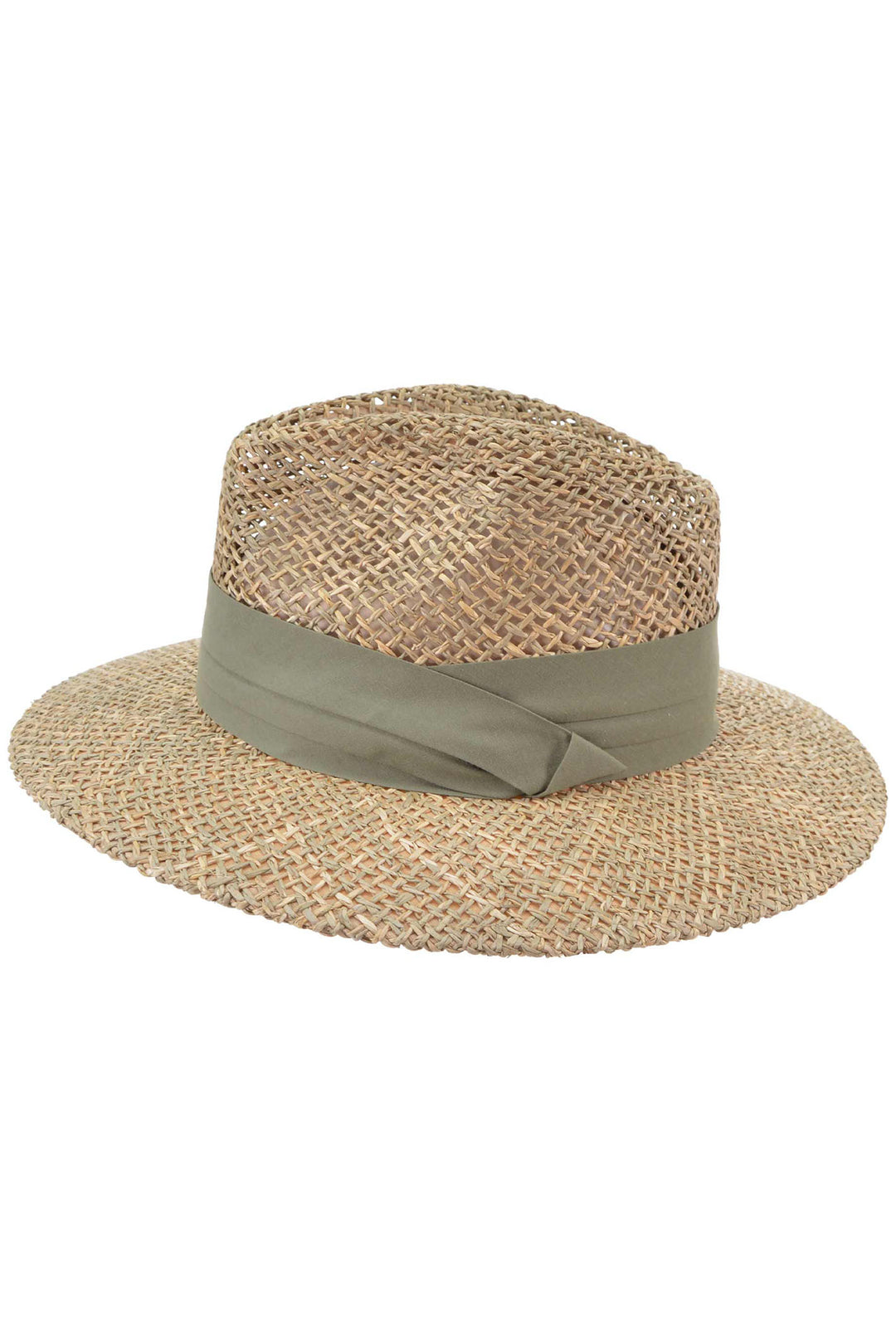 Seeberger 055097-00000 Natural Khaki Natural Straw Seagras Fedora Hat - Olivia Grace Fashion