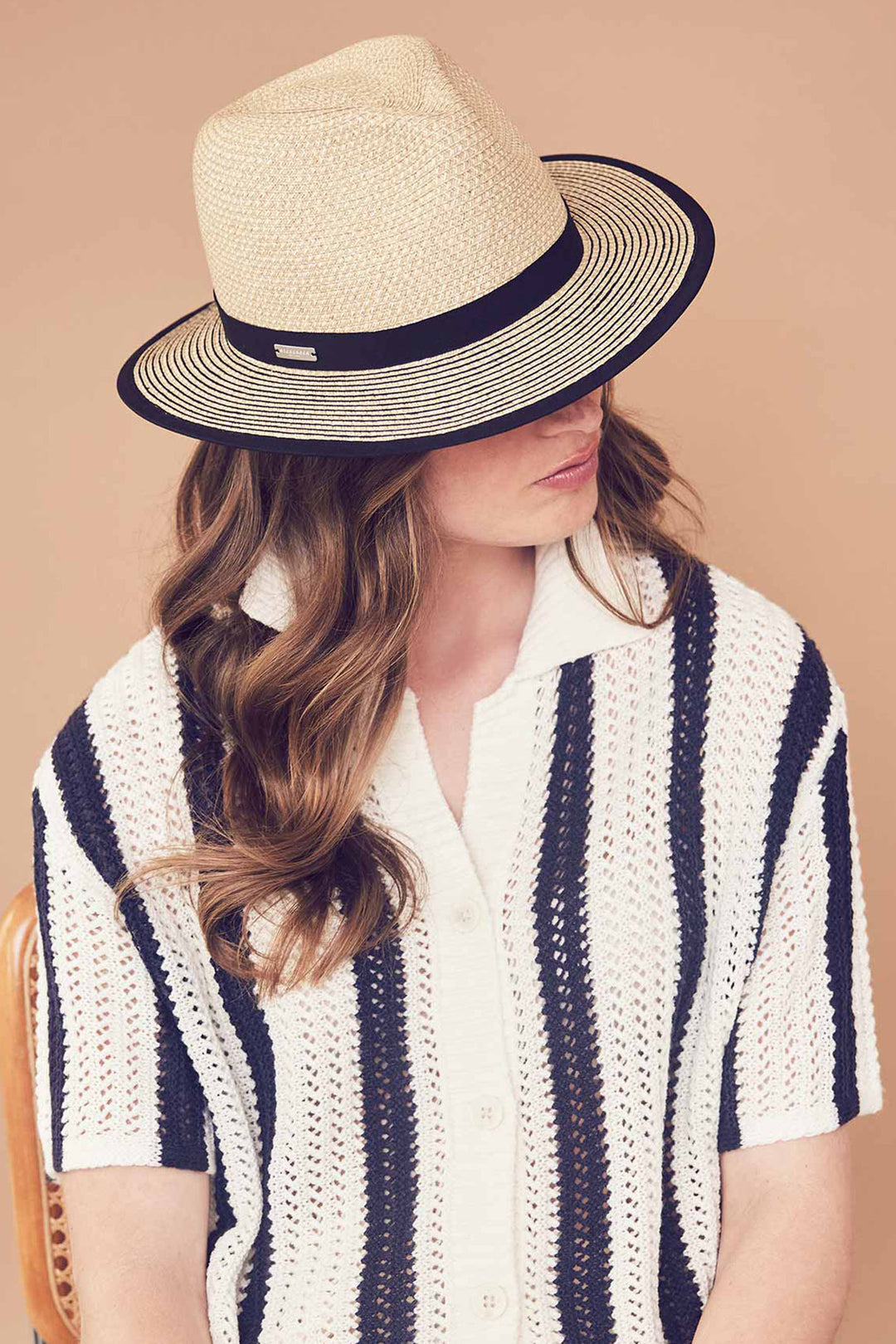 Seeberger 055415-00000 Cream Linen Black Hat - Olivia Grace Fashion