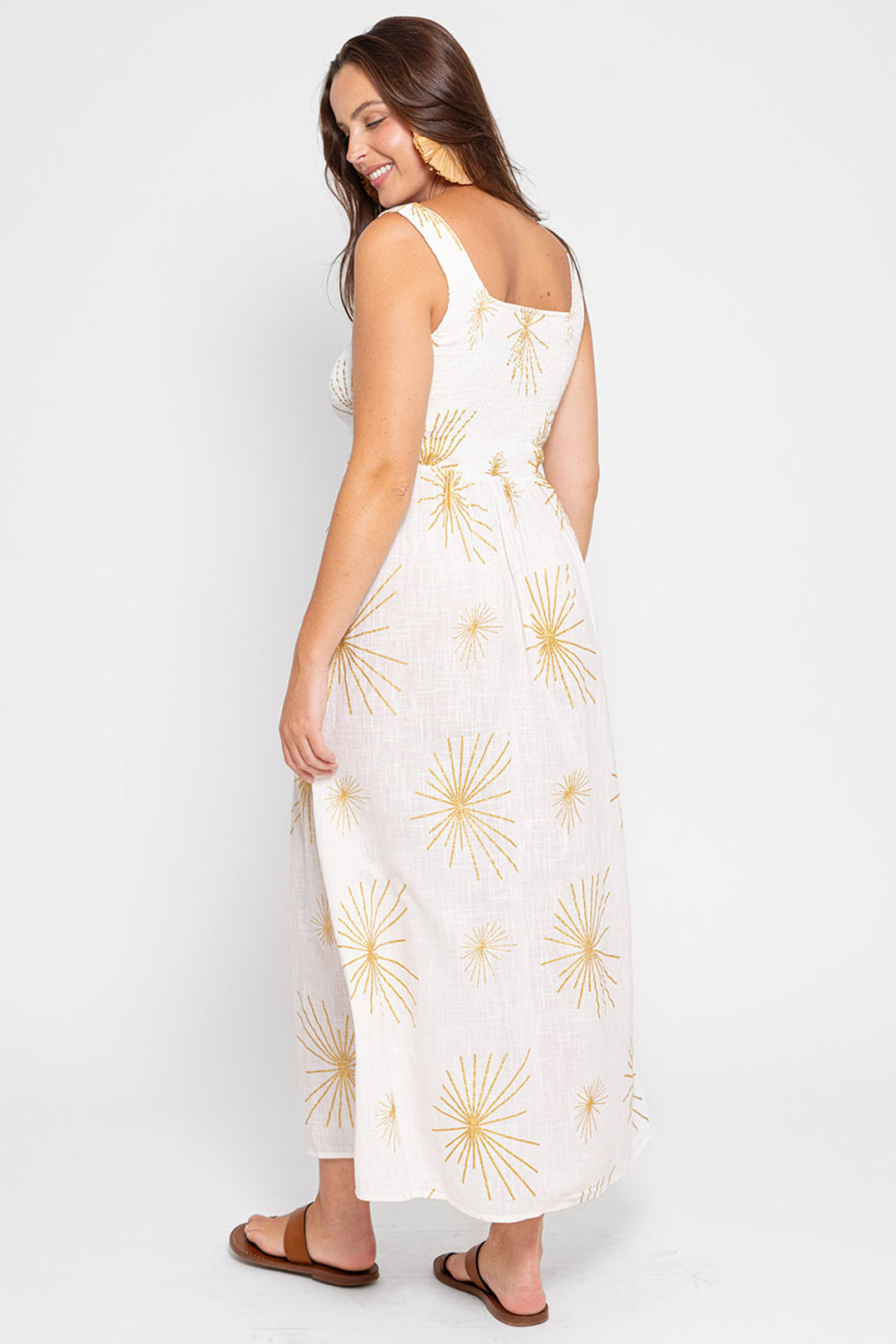 Sundress S24008 Amande Sevilla White & Gold Starburst Dress - Olivia Grace Fashion