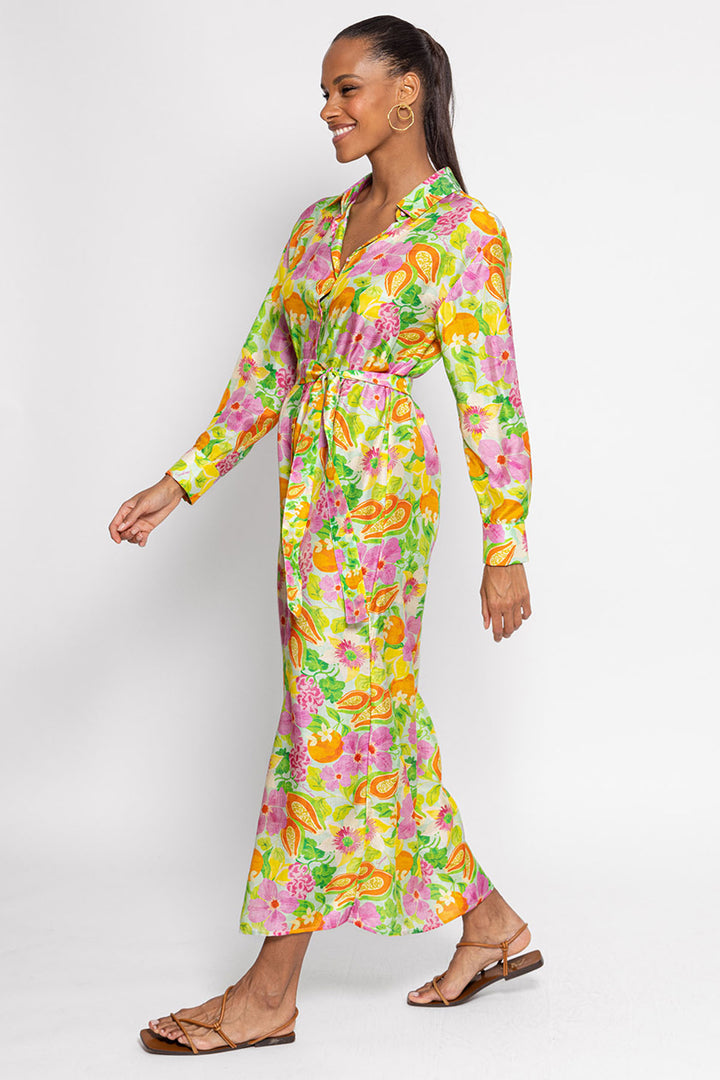 Sundress S24013 Yellow Pink Print Mado Marbella Saleya Shirt Dress - Olivia Grace Fashion