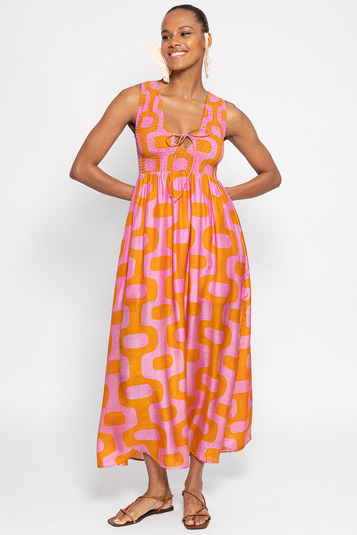 Sundress S24071 Pink Orange Laura Lima Sleveeless Dress - Olivia Grace Fashion