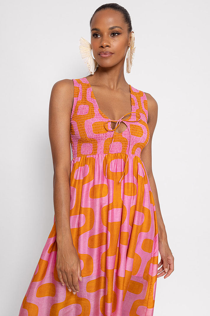 Sundress S24071 Pink Orange Laura Lima Sleveeless Dress - Olivia Grace Fashion