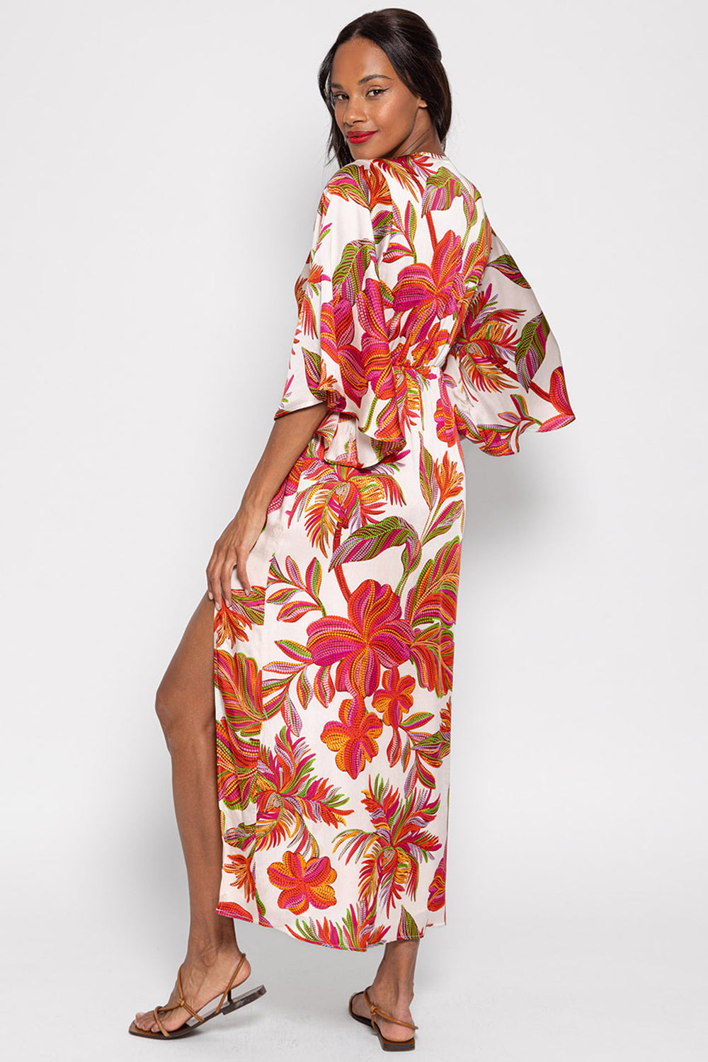 Sundress S24108 Ivory Seraphine Cartagena Print Wide Sleeve Dress - Olivia Grace Fashion