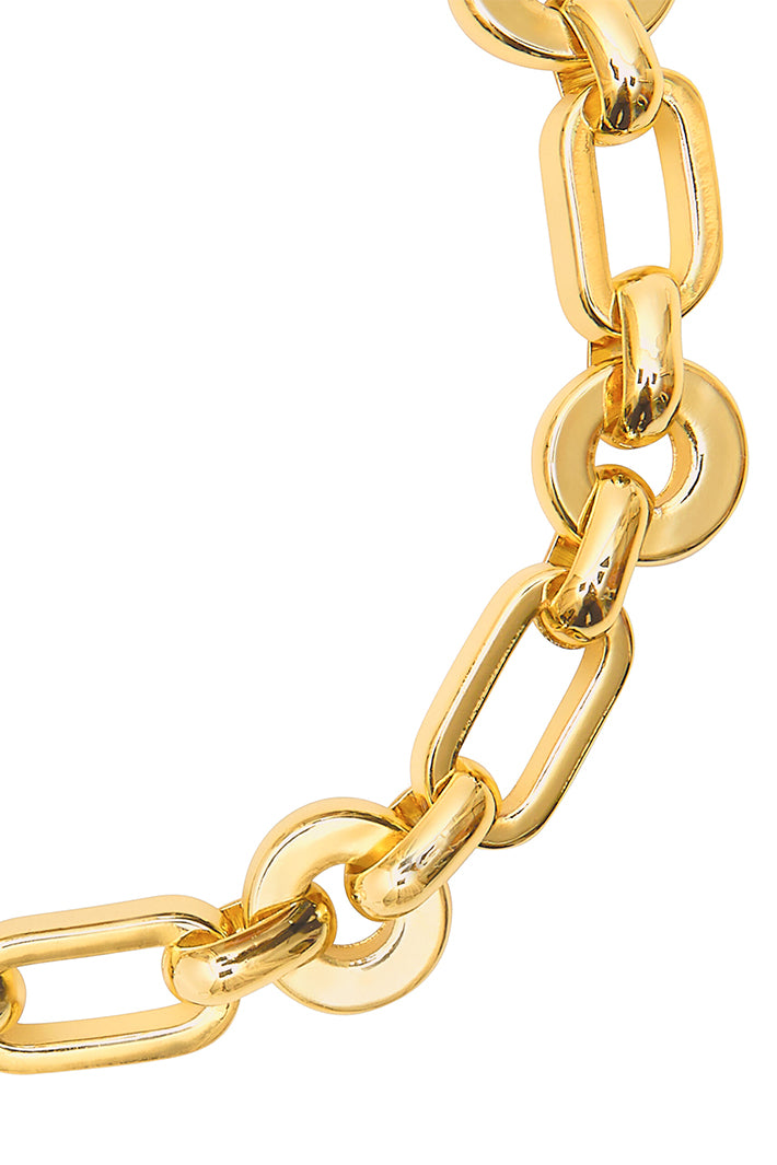 Talis Chains Chunky Link Gold Bracelet, close detail of the alternating oval and round links