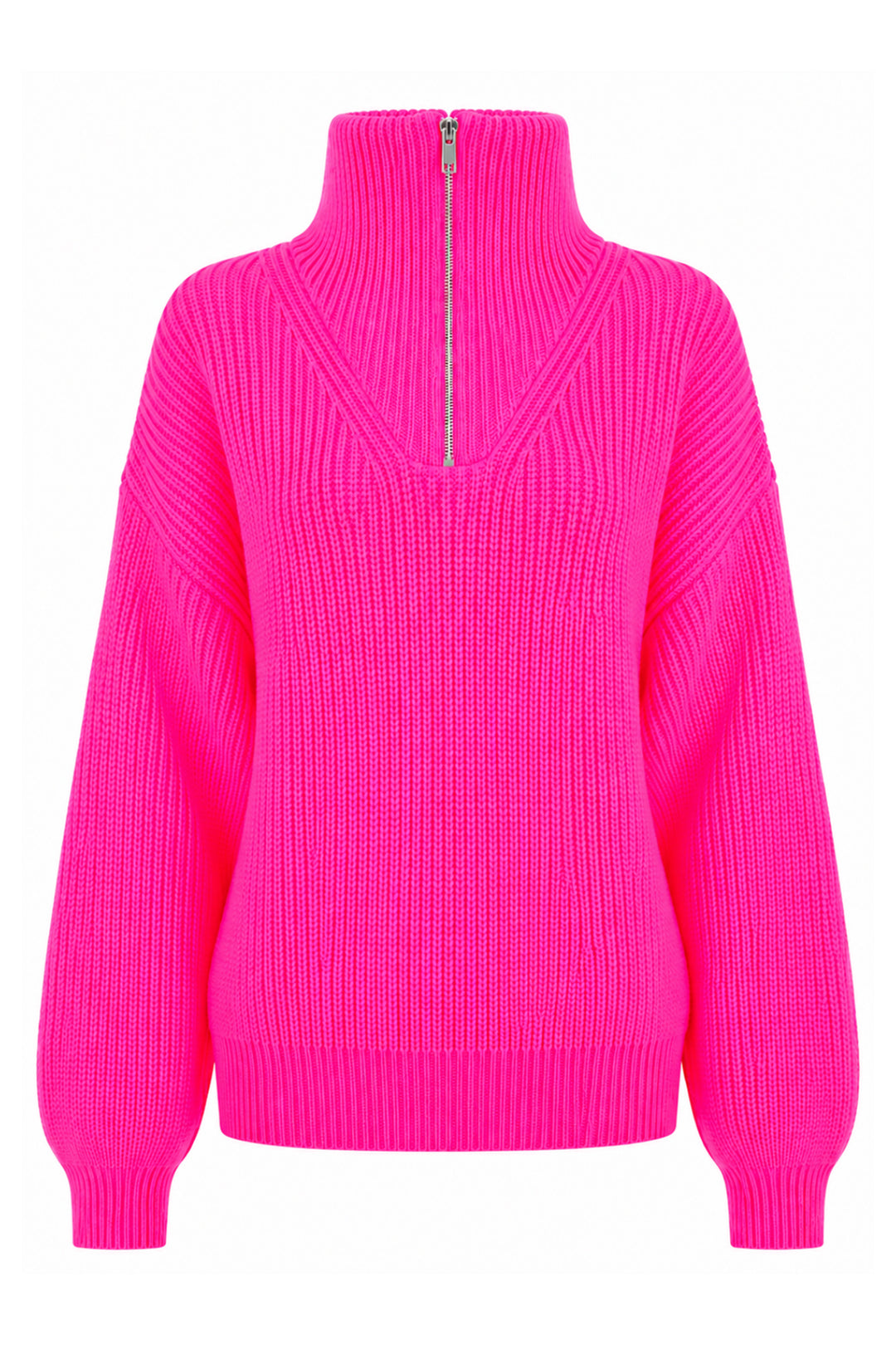 Twns The Label Breckenridge neon pink trucker-neck jumper at Olivia Grace Fashion
