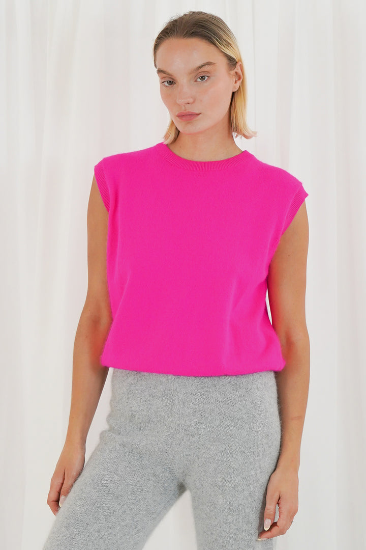 Twns The Label Durango neon pink sleeveless jumper at Olivia Grace Fashion