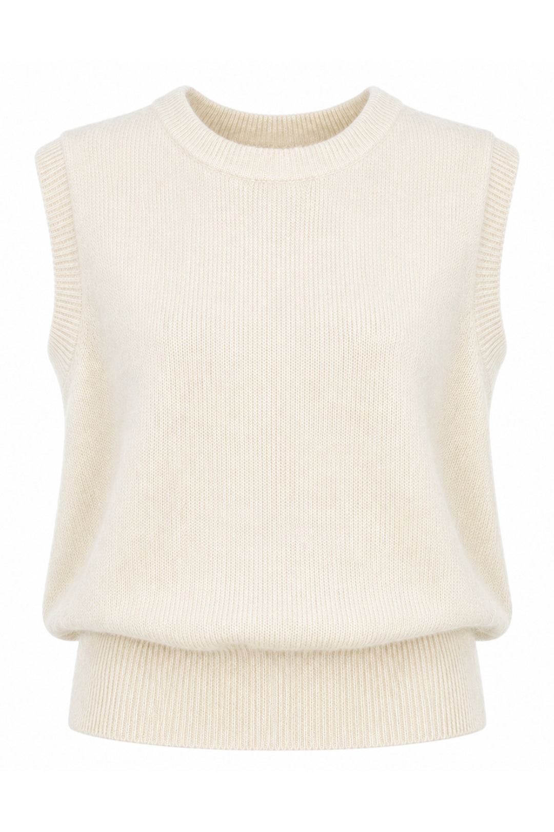Twns The Label Durango Off White Sleeveless Round Neck Jumper