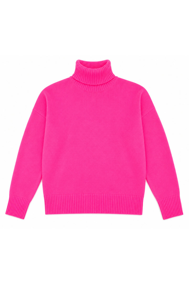 Twns The Label Greeley neon pink turtleneck jumper at Olivia Grace Fashion