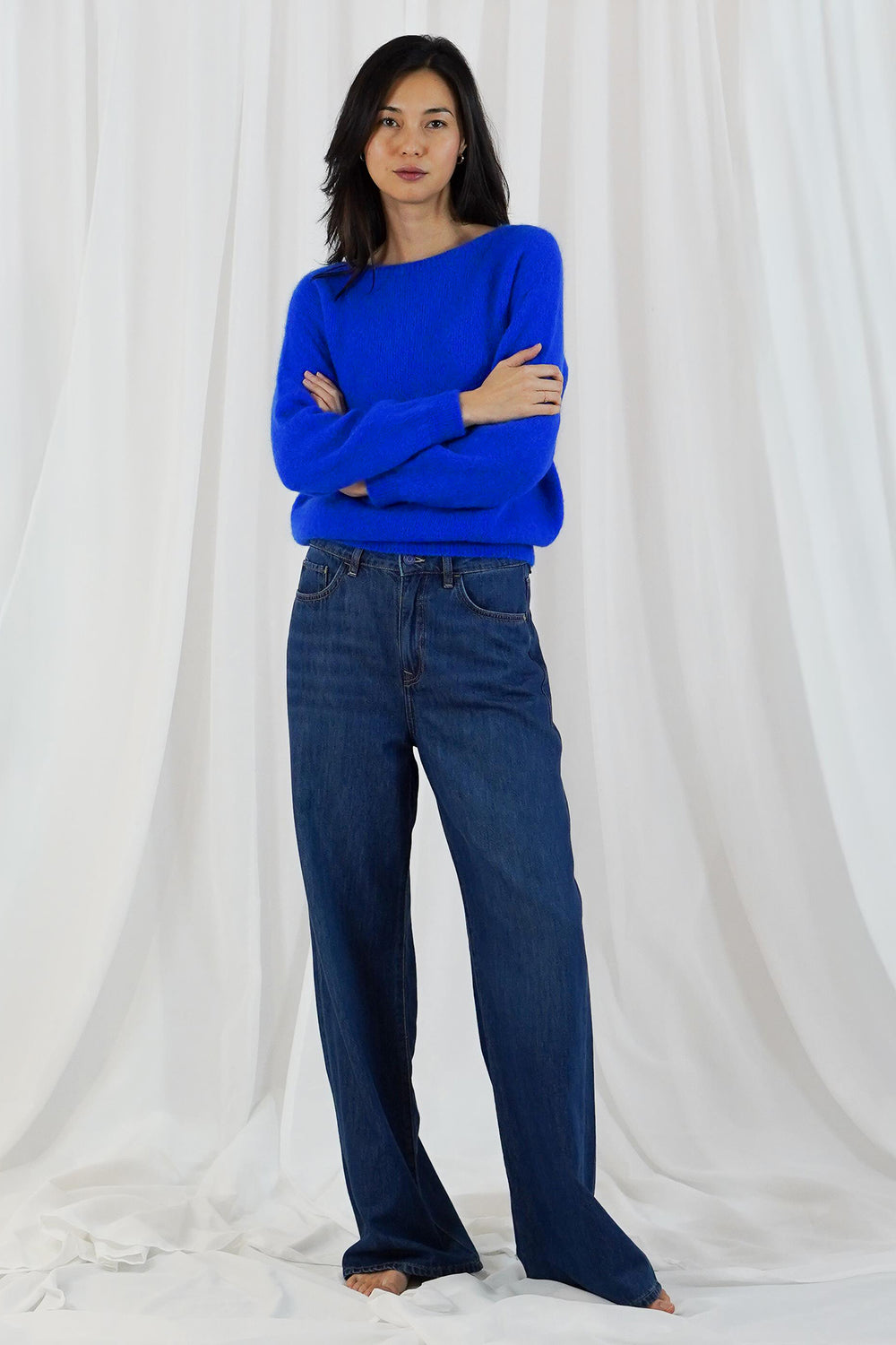 Twns The Label Sanibel electric blue boat-neck jumper at Olivia Grace Fashion