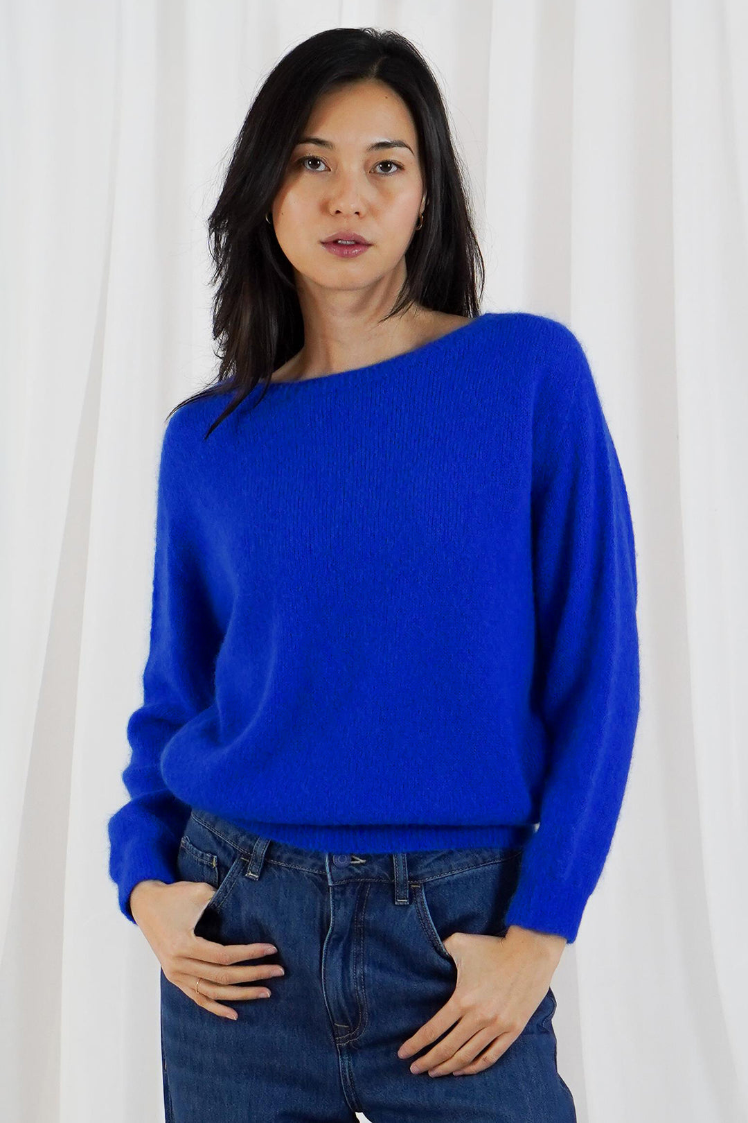 Twns The Label Sanibel electric blue boat-neck jumper at Olivia Grace Fashion