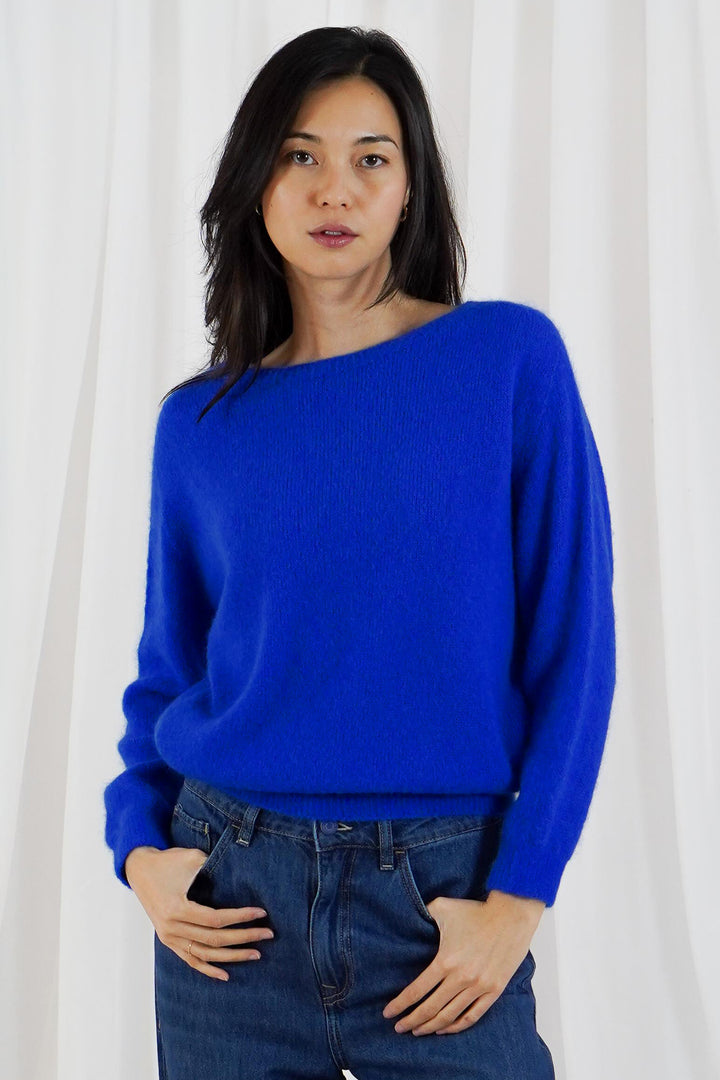 Twns The Label Sanibel electric blue boat-neck jumper at Olivia Grace Fashion