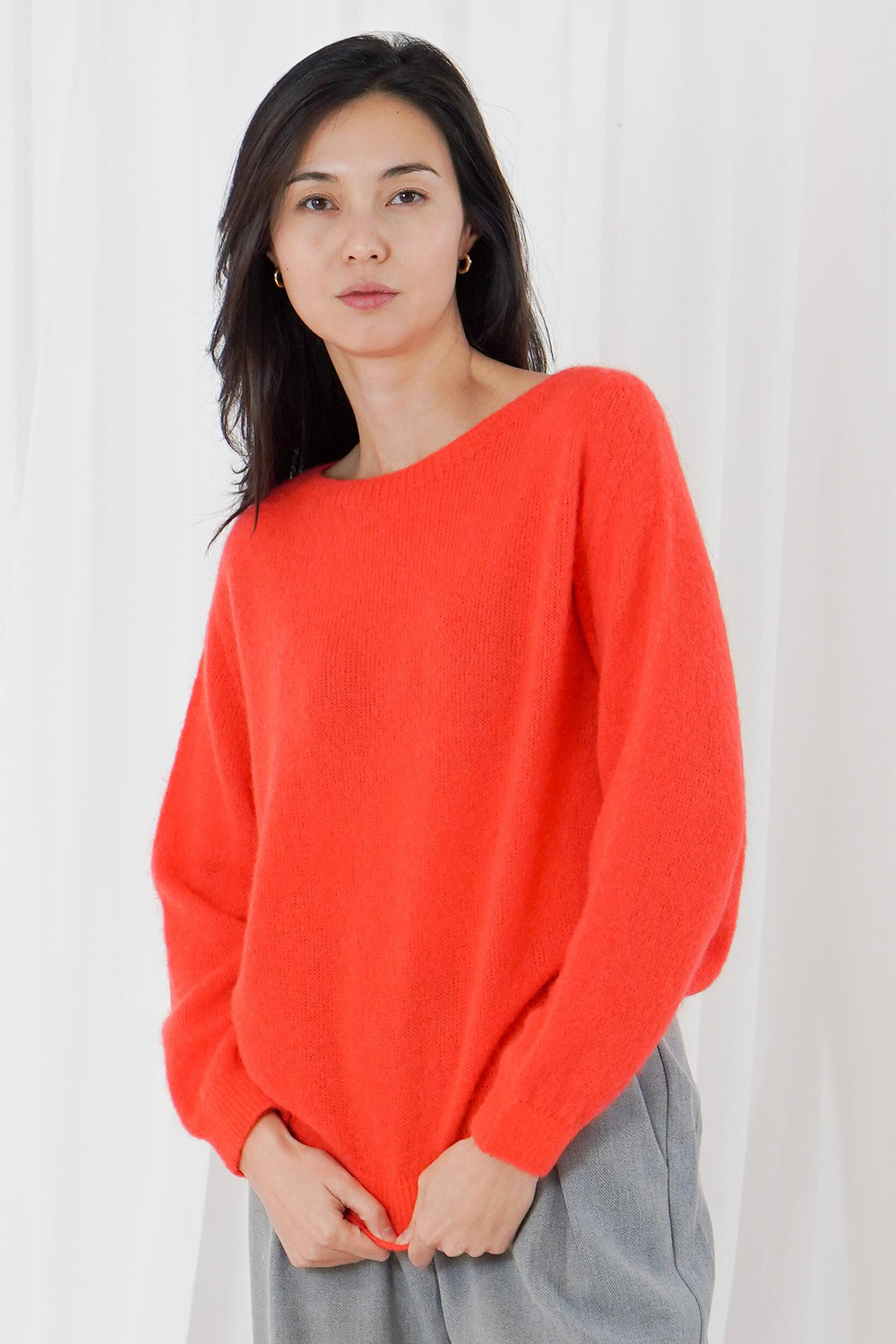 Twns The Label Sanibel fire orange boat-neck jumper at Olivia Grace Fashion