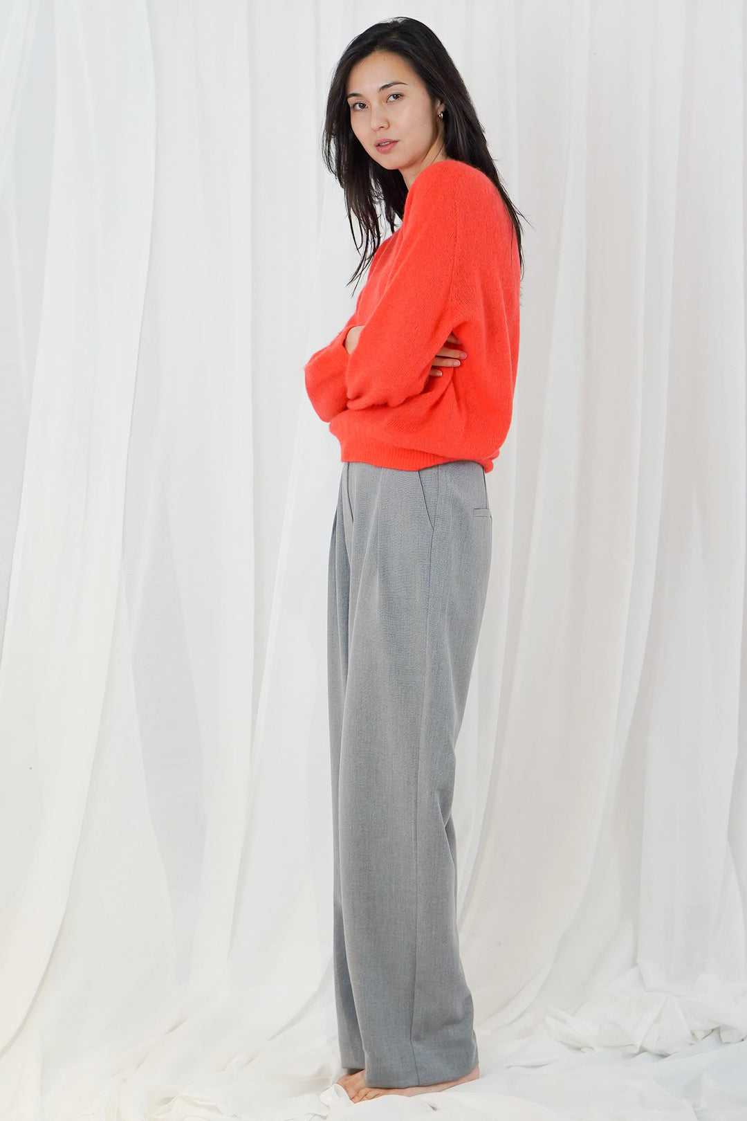 Twns The Label Sanibel fire orange boat-neck jumper at Olivia Grace Fashion