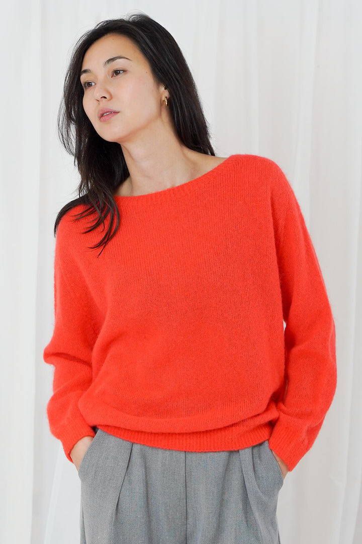 Twns The Label Sanibel fire orange boat-neck jumper at Olivia Grace Fashion