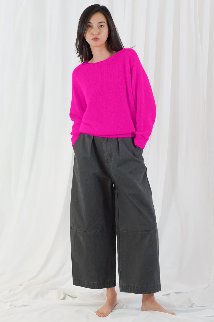 Twns The Label Sanibel neon pink boat-neck jumper at Olivia Grace Fashion