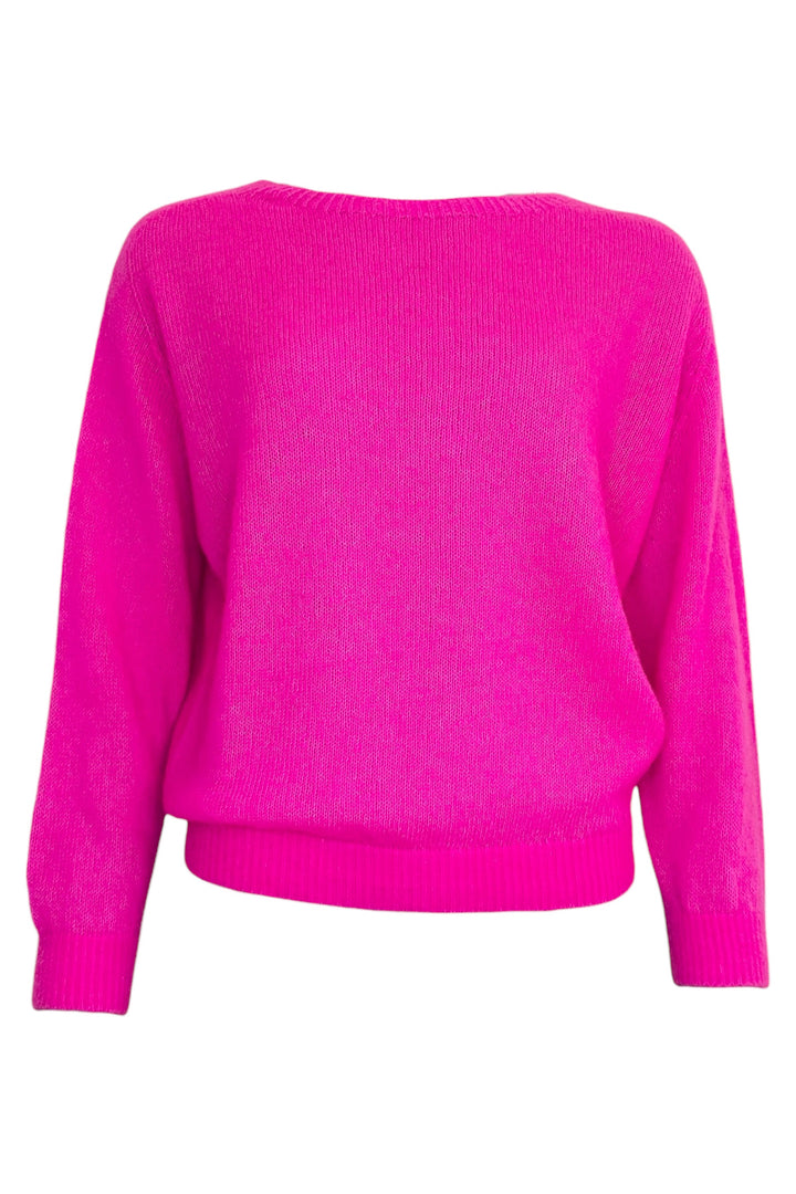 Twns The Label Sanibel neon pink boat-neck jumper at Olivia Grace Fashion