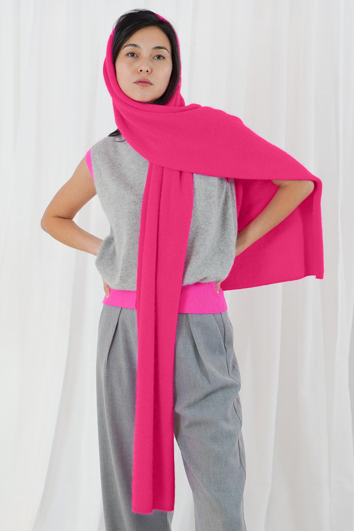 Twns The Label Vail bubblegum pink scarf at Olivia Grace Fashion