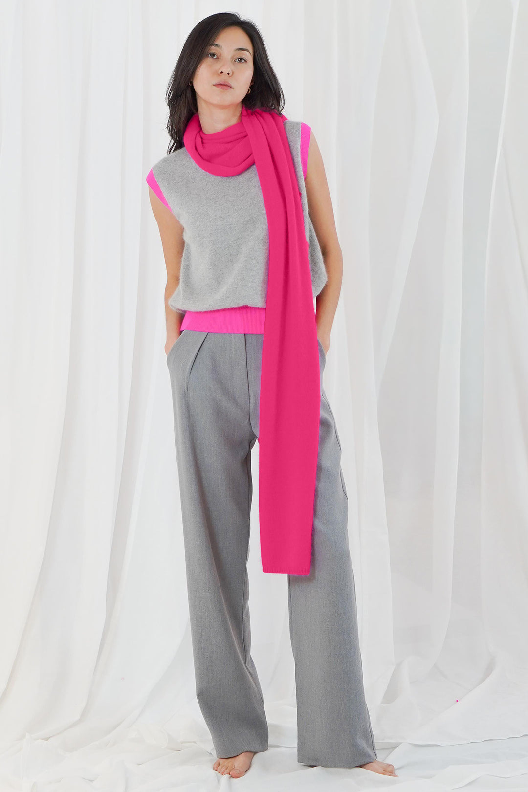 Twns The Label Vail bubblegum pink scarf at Olivia Grace Fashion
