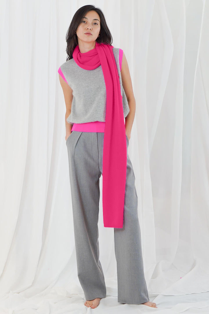 Twns The Label Vail bubblegum pink scarf at Olivia Grace Fashion