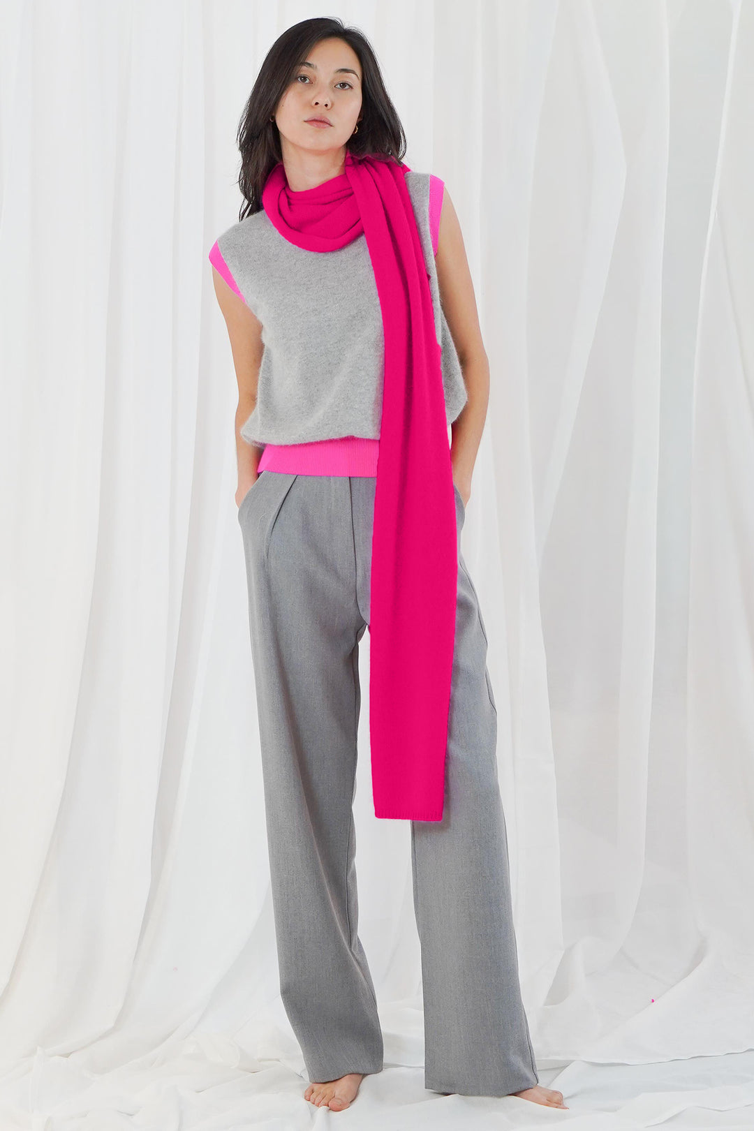 Twns The Label Vail neon pink scarf at Olivia Grace Fashion