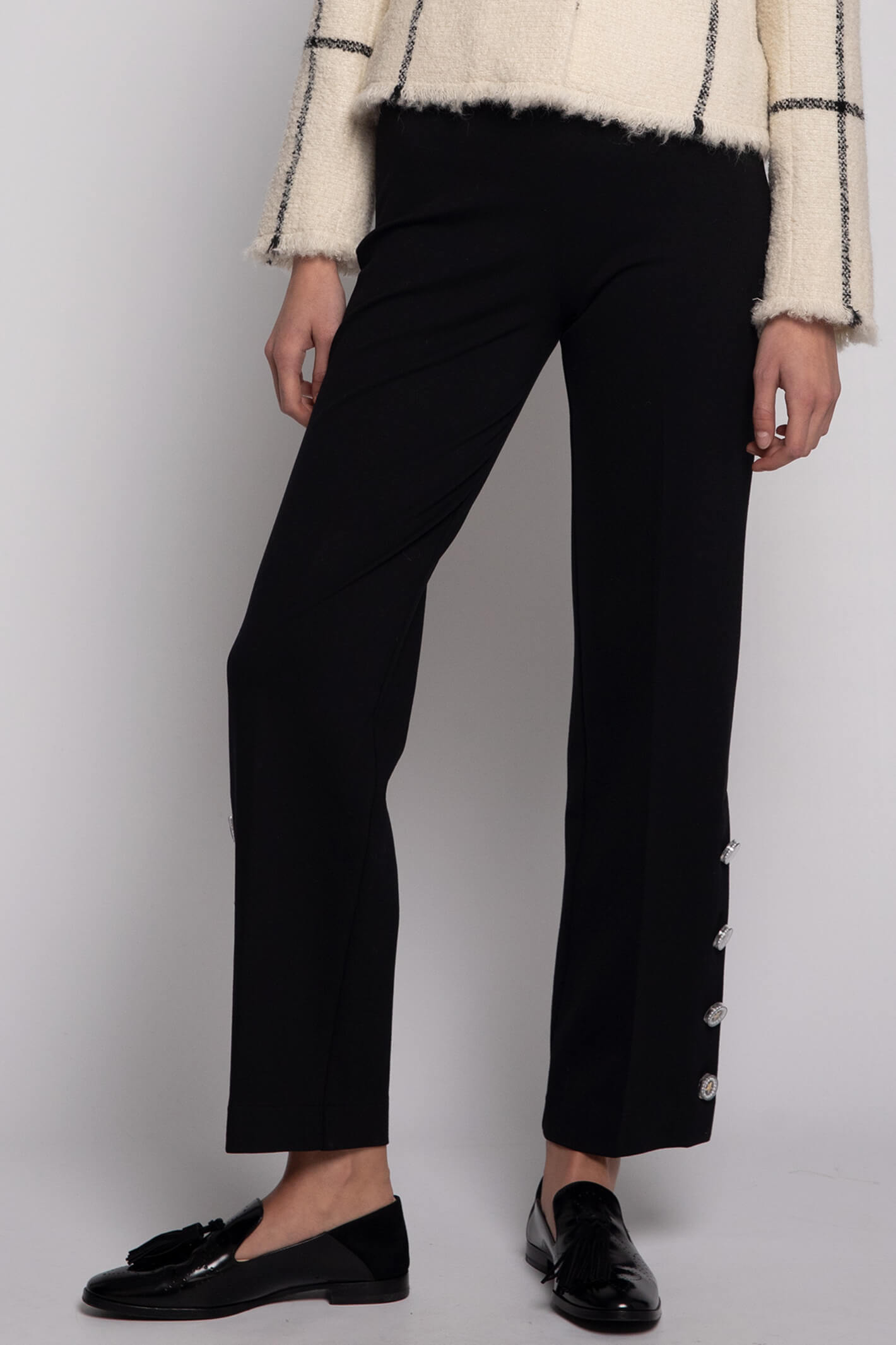 Vilagallo 30554 Black Straight Button Leg Trousers | Olivia Grace ...