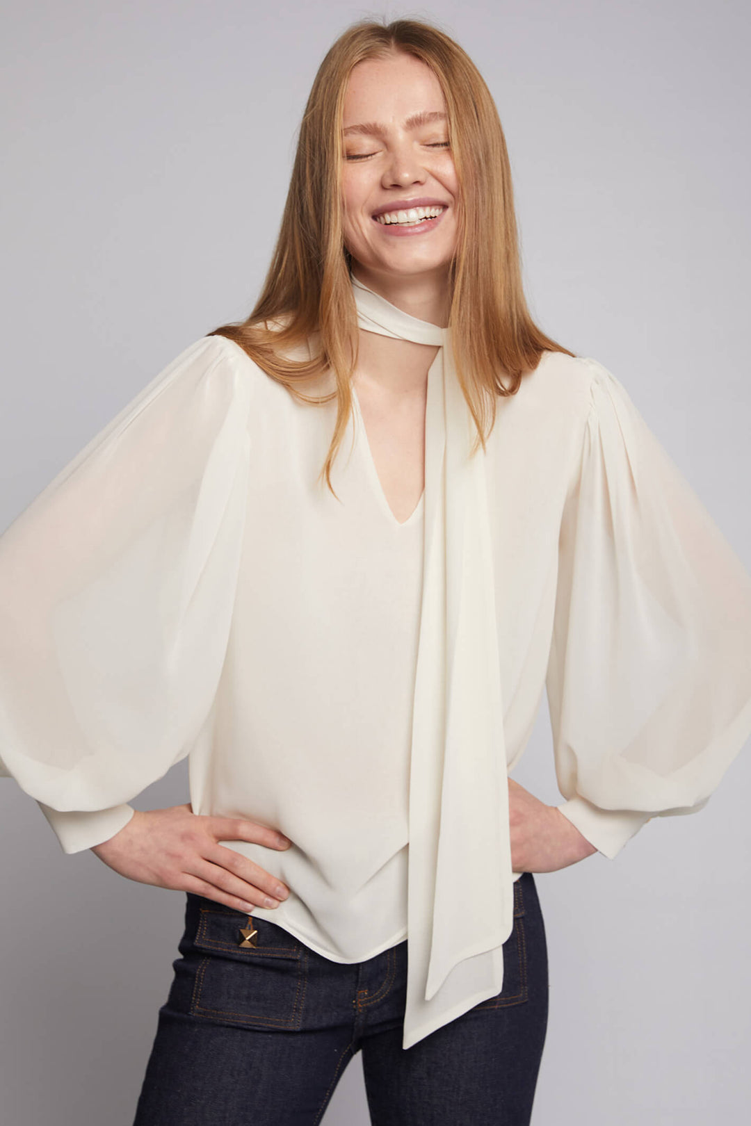 Vilagallo 30590 Off White Bell Sleeve Blouse - Olivia Grace fashion