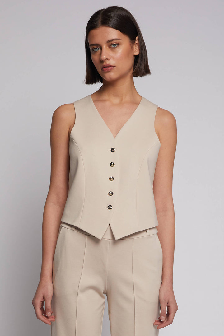 Vilagallo 30715 Ecru Cream Waistcoat - Olivia Grace Fashion
