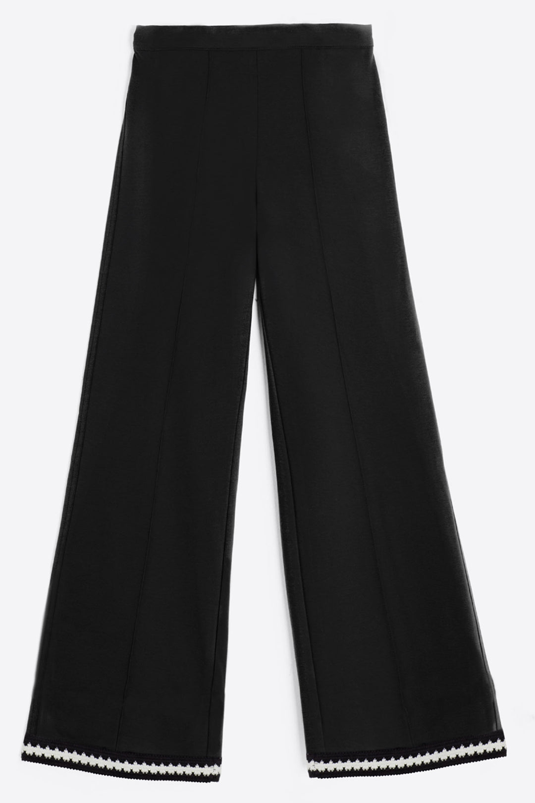 Vilagallo 30964 Black Wide Leg Crochet Hem Pull-On Trousers - Olivia Grace Fashion