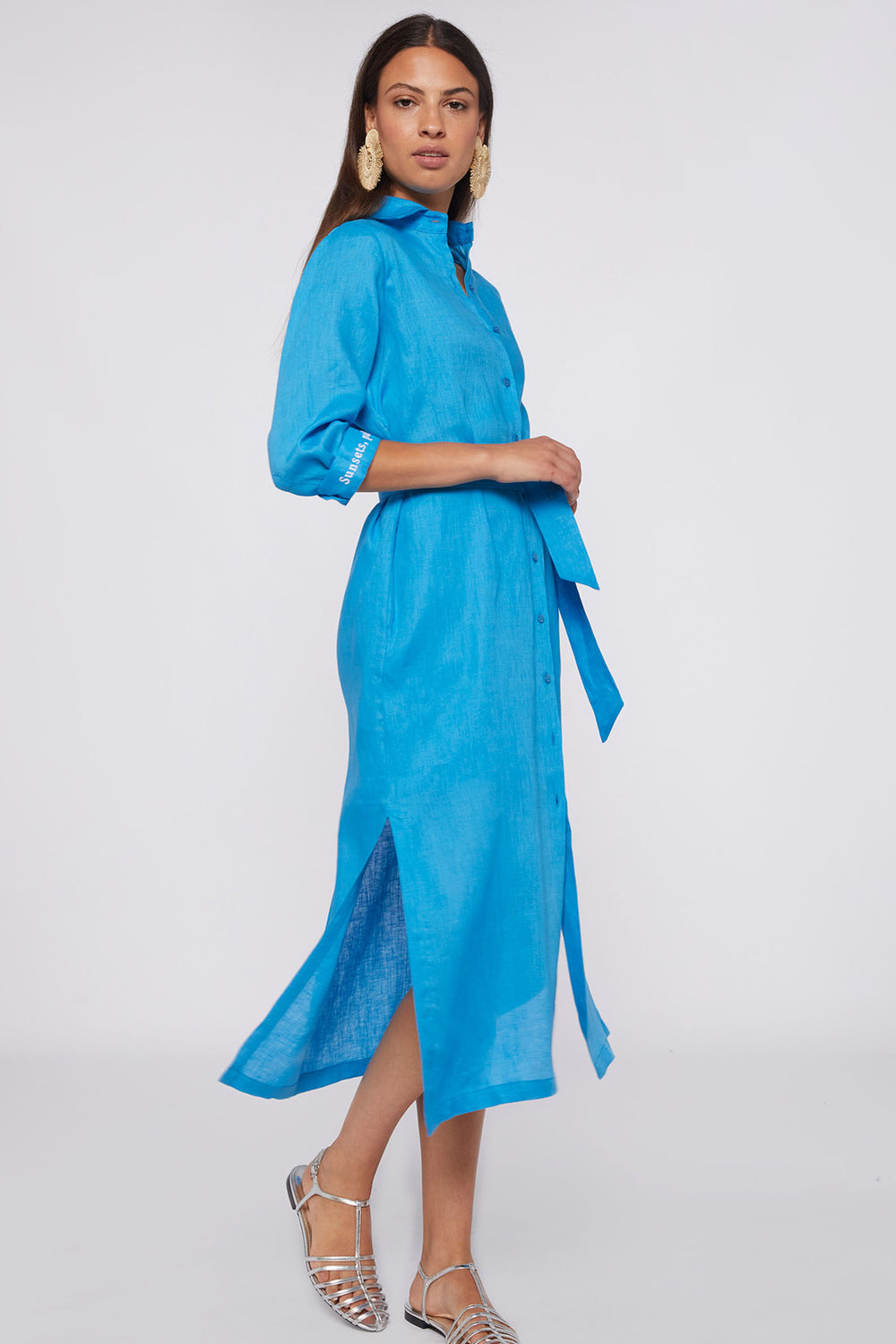 Vilagallo 30985 Blue Ocean Shirt Dress With Belt - Olivia Grace Fashion