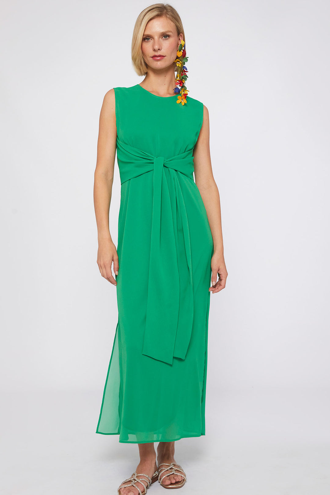 Vilagallo 31116 Green Multi Look Sleeveless Dress - Olivia Grace Fashion