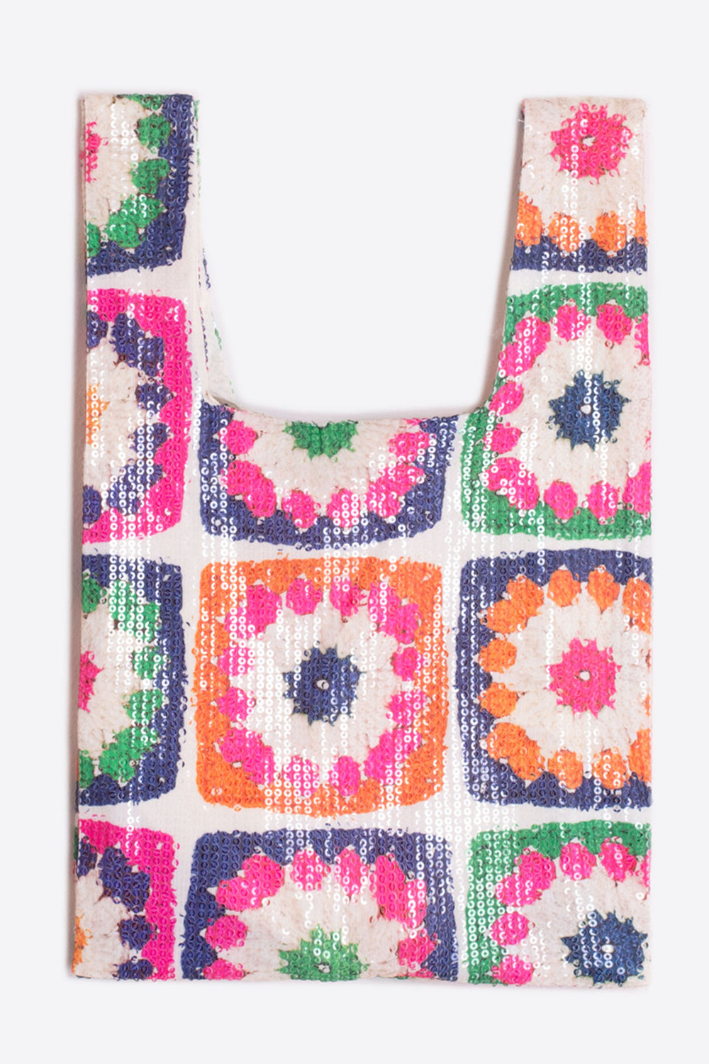 Vilagallo 31293 White Multicolour Sequin Crochet Look Bag - Olivia Grace Fashion