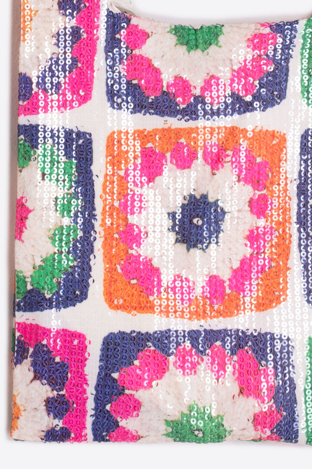 Vilagallo 31293 White Multicolour Sequin Crochet Look Bag - Olivia Grace Fashion