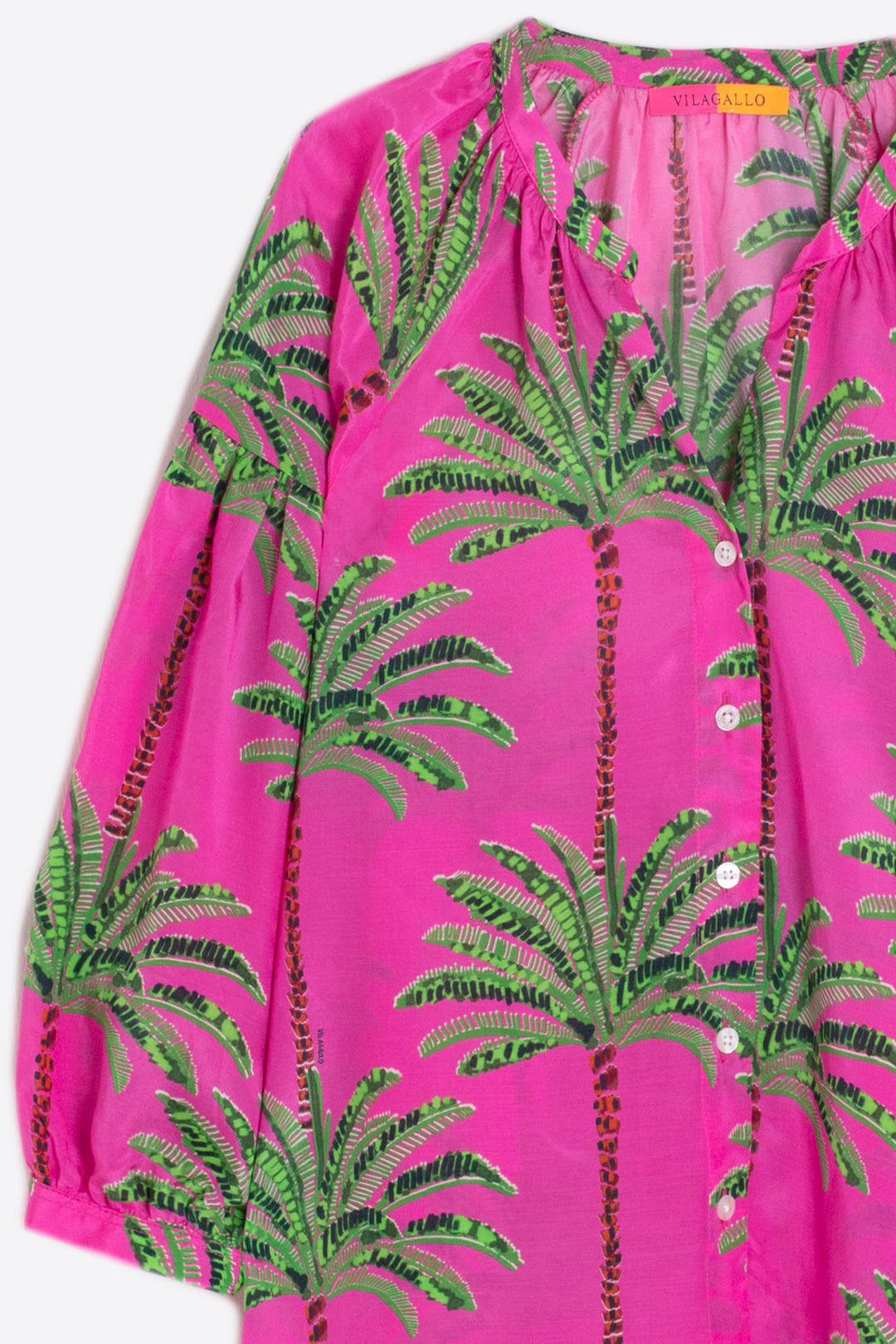 Vilagallo 31306 Fuchsia Pink Palm Print Blouse - Olivia Grace Fashion