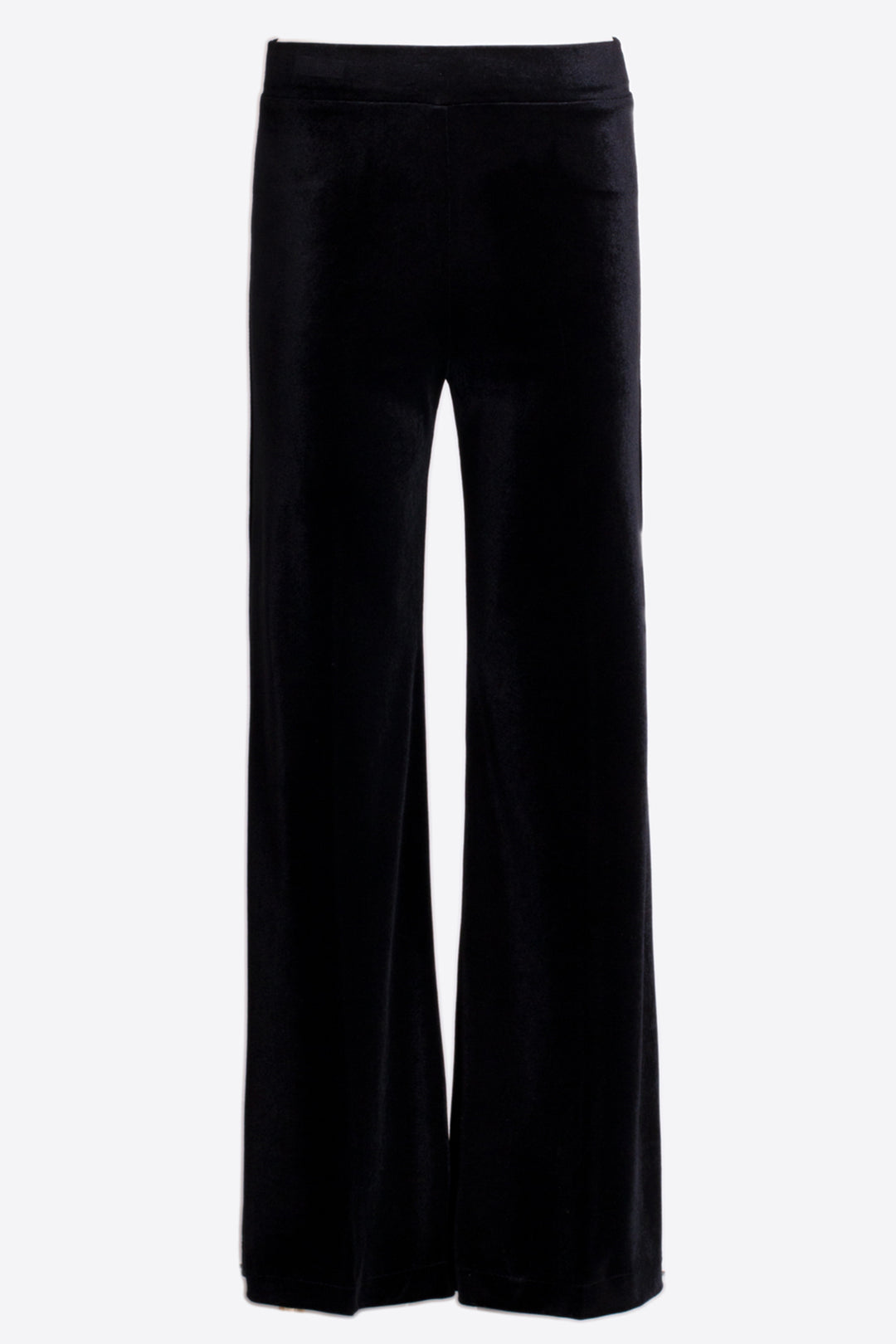 Black wide-leg pants on a white background