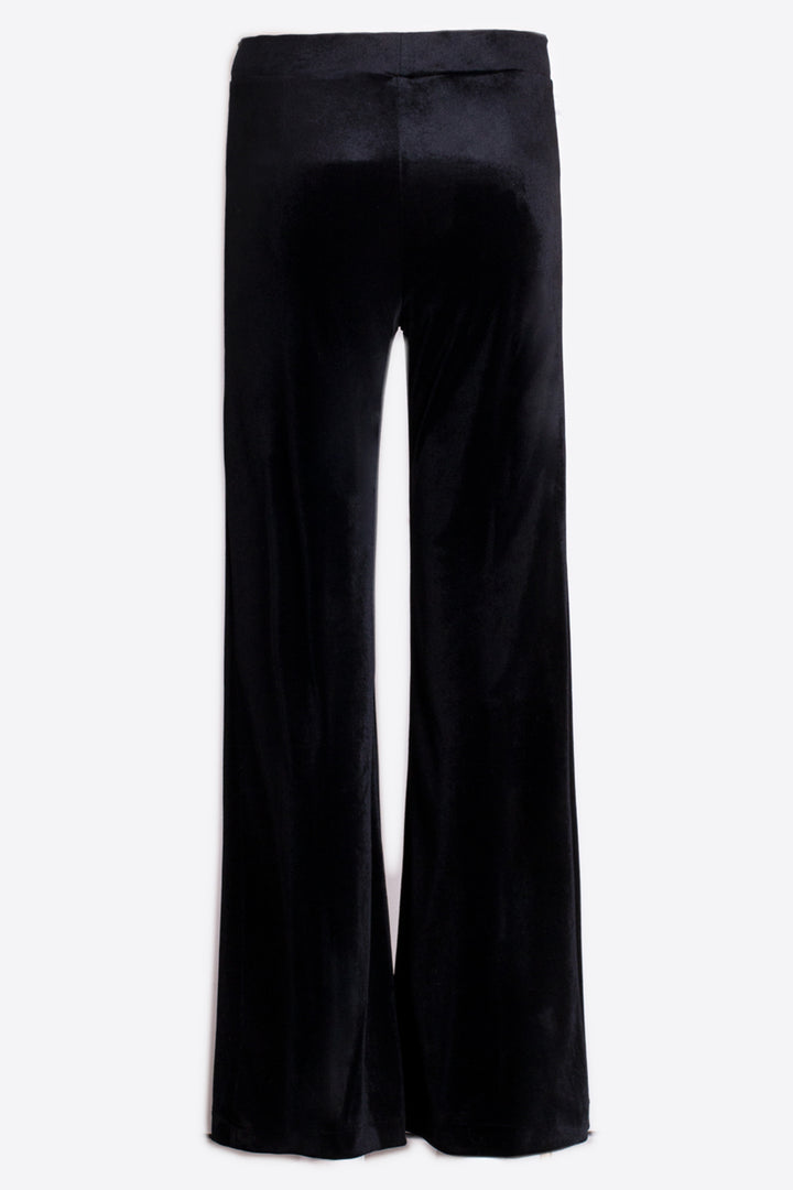 Black wide-leg pants on a white background