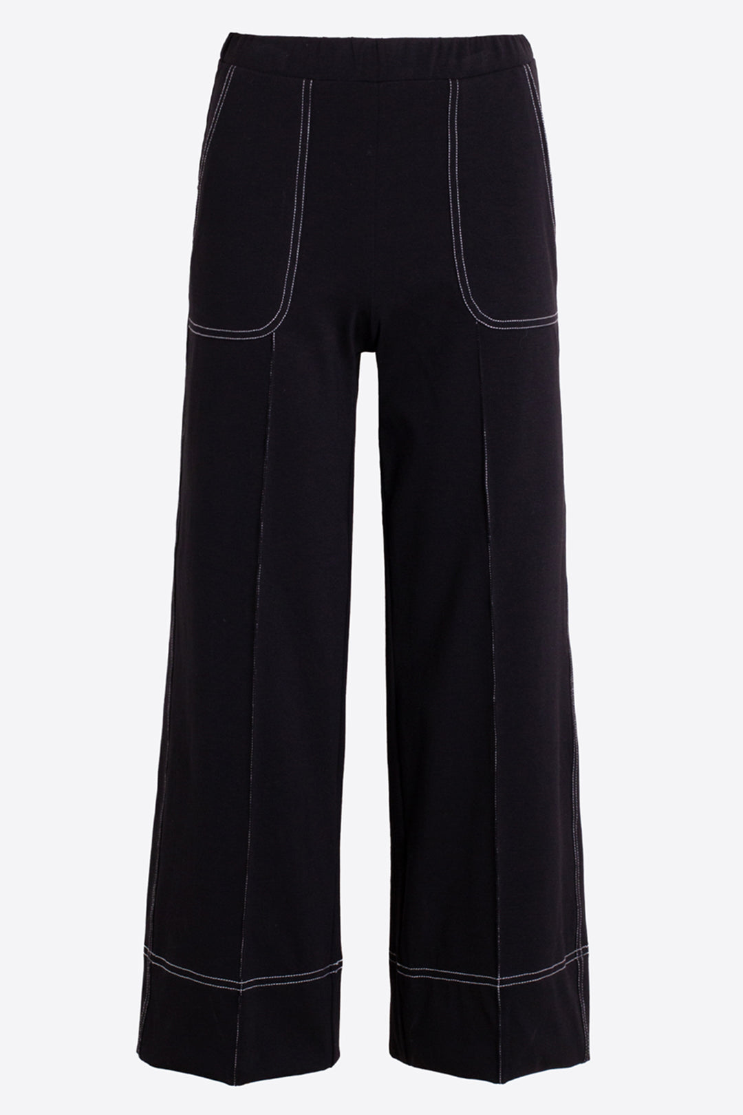 Vilagallo 33273 Black Wide Leg Pull-On Cropped Trousers