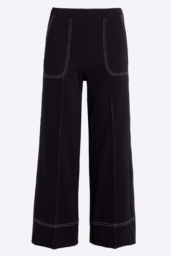 Vilagallo 33273 Black Wide Leg Pull-On Cropped Trousers