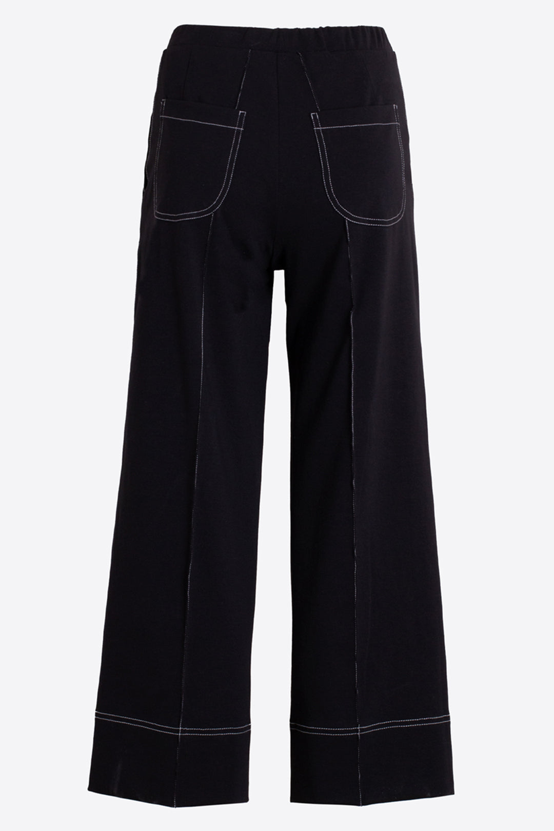 Vilagallo 33273 Black Wide Leg Pull-On Cropped Trousers