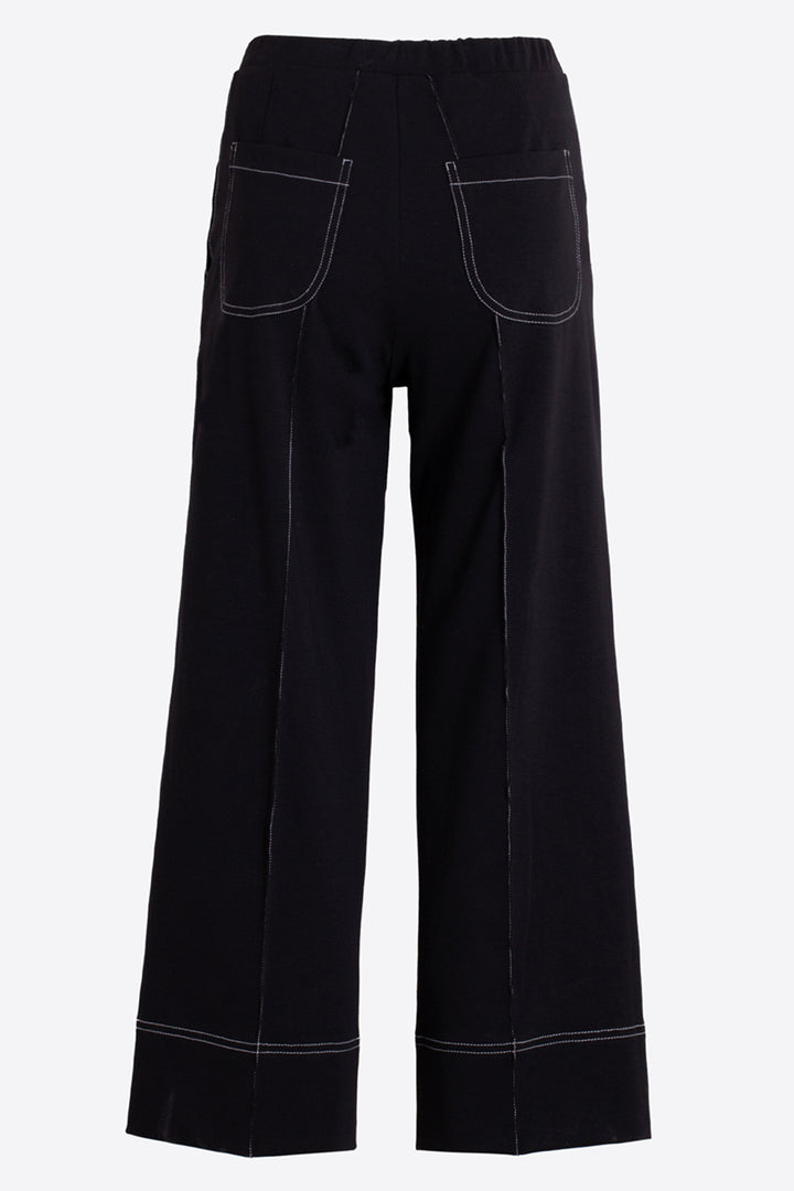 Vilagallo 33273 Black Wide Leg Pull-On Cropped Trousers