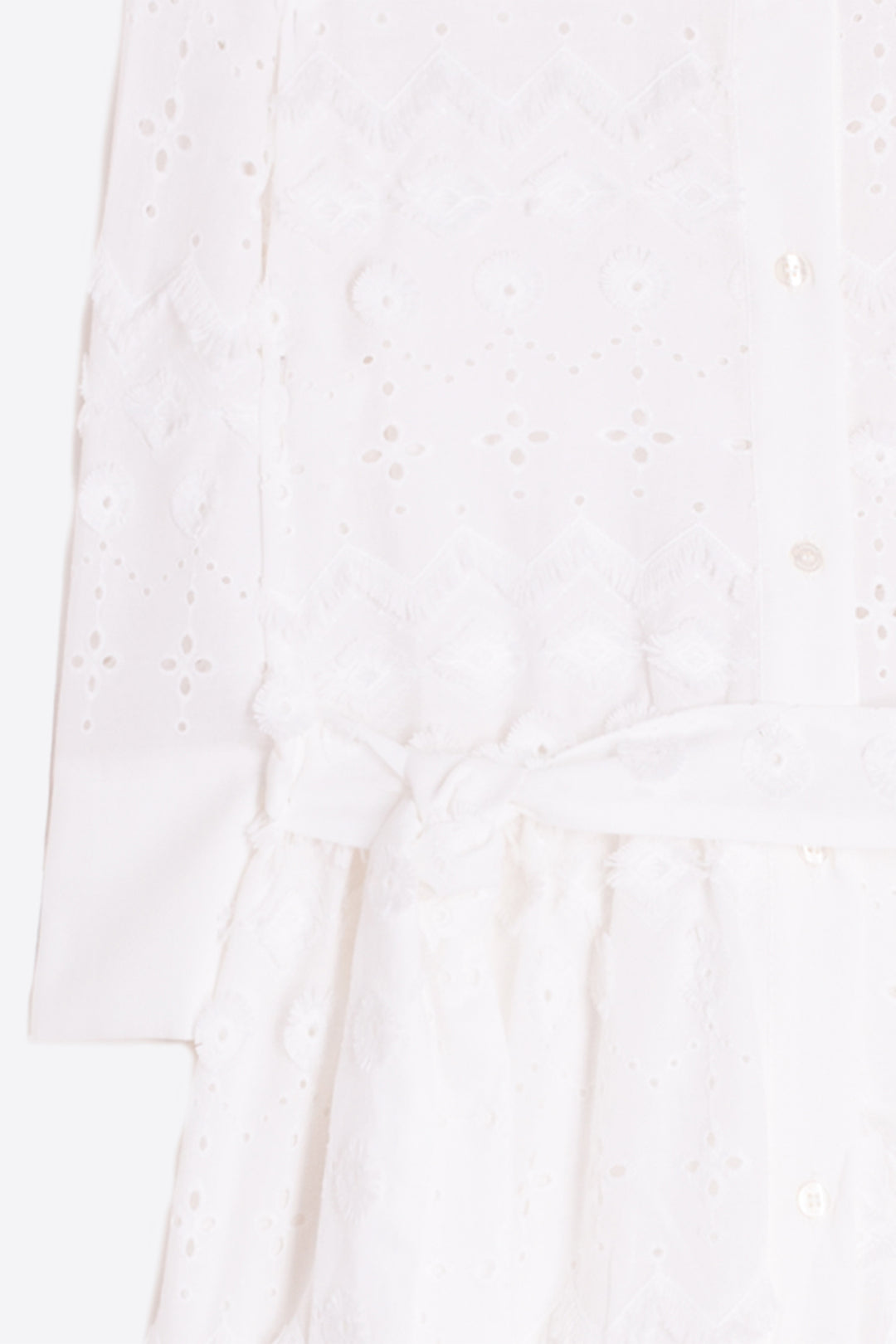 Vilagallo 33430 White Eyelet Embroidery Midi Shirt Dress