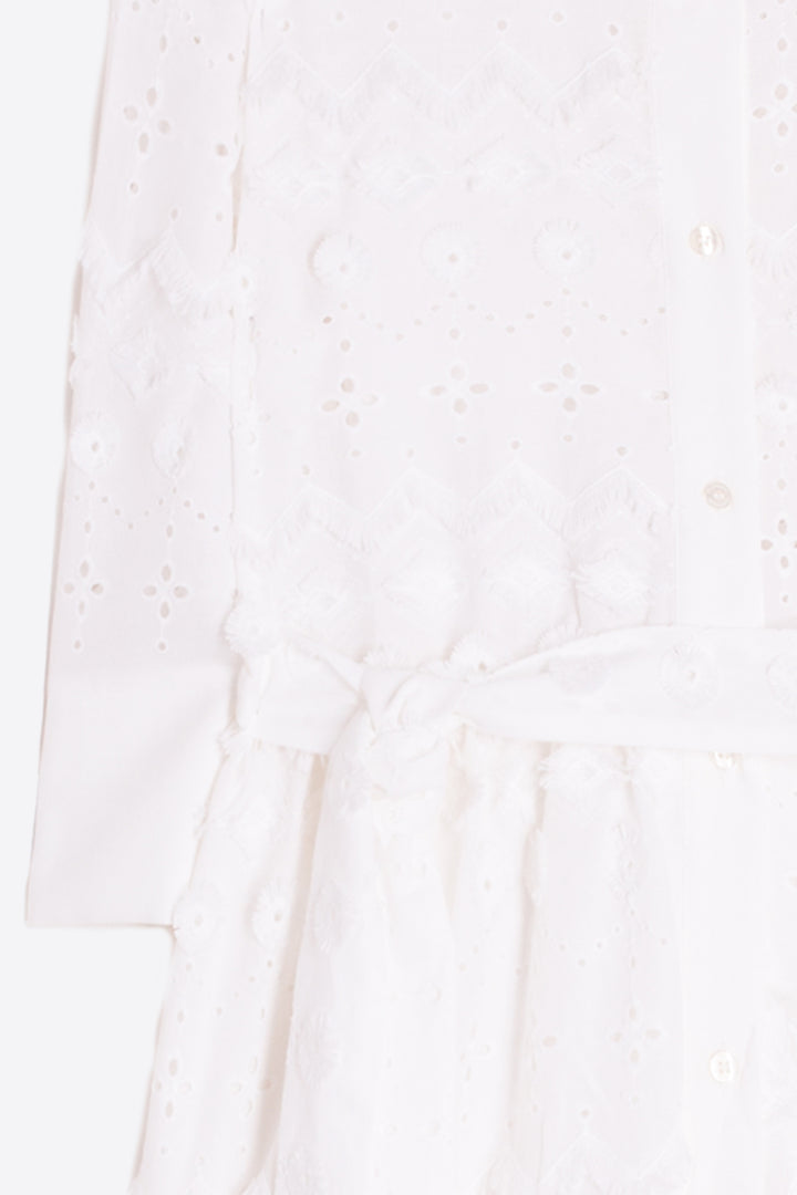Vilagallo 33430 White Eyelet Embroidery Midi Shirt Dress