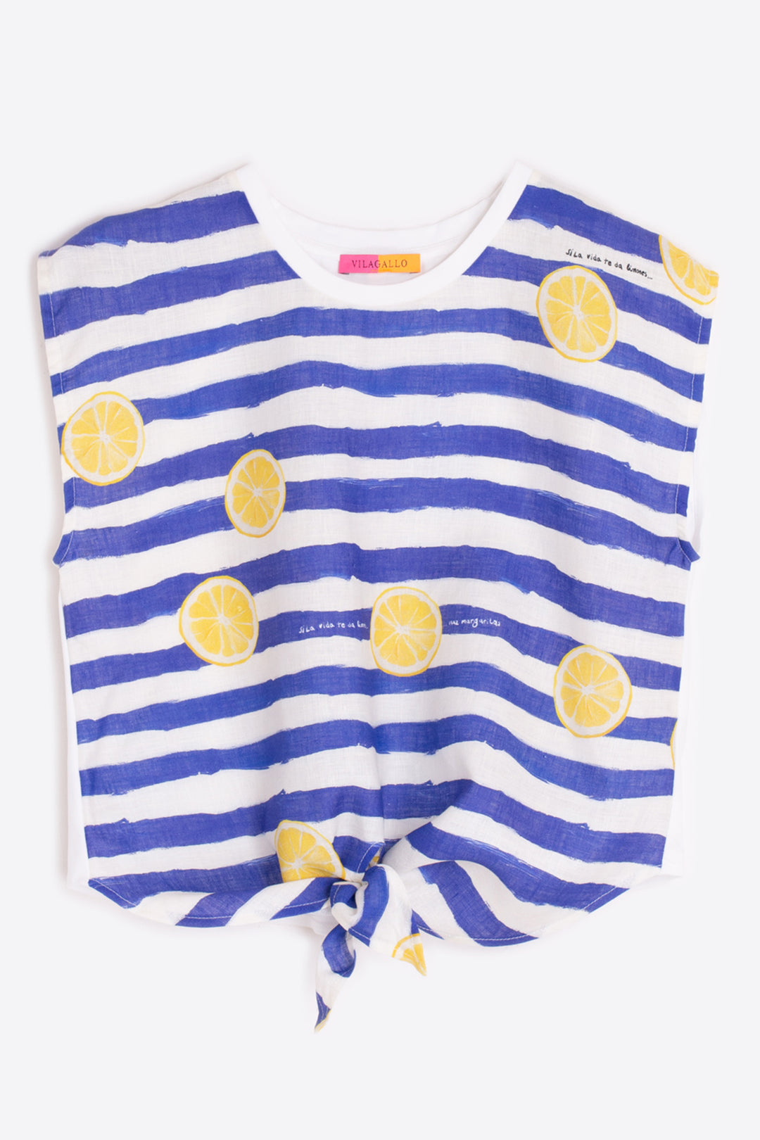 Vilagallo 33446 Blue Stripe Limonada Print T-Shirt