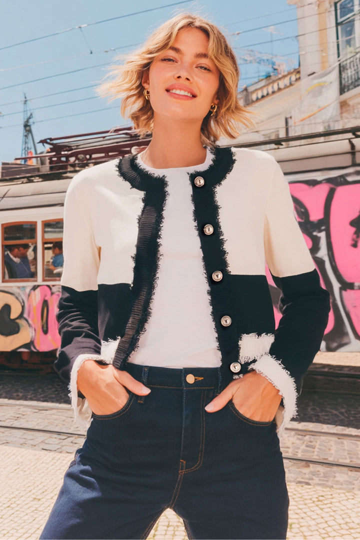 Vilagallo 33471 Cream Black Cardigan Jacket