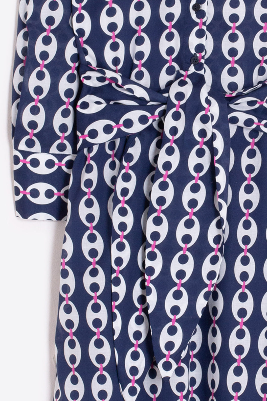 Vilagallo 33634 Navy Blue Link Print Shirt Dress