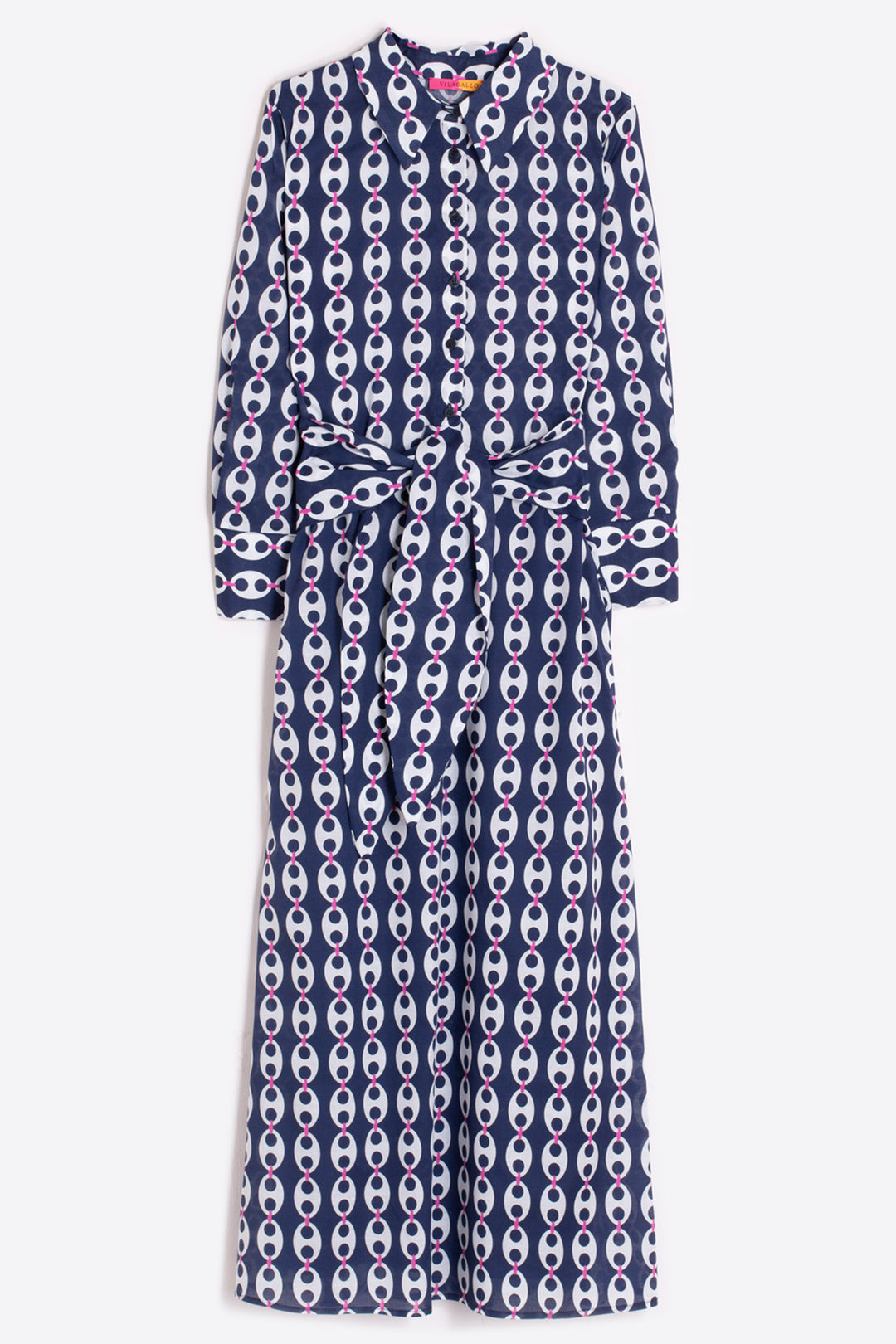 Vilagallo 33634 Navy Blue Link Print Shirt Dress
